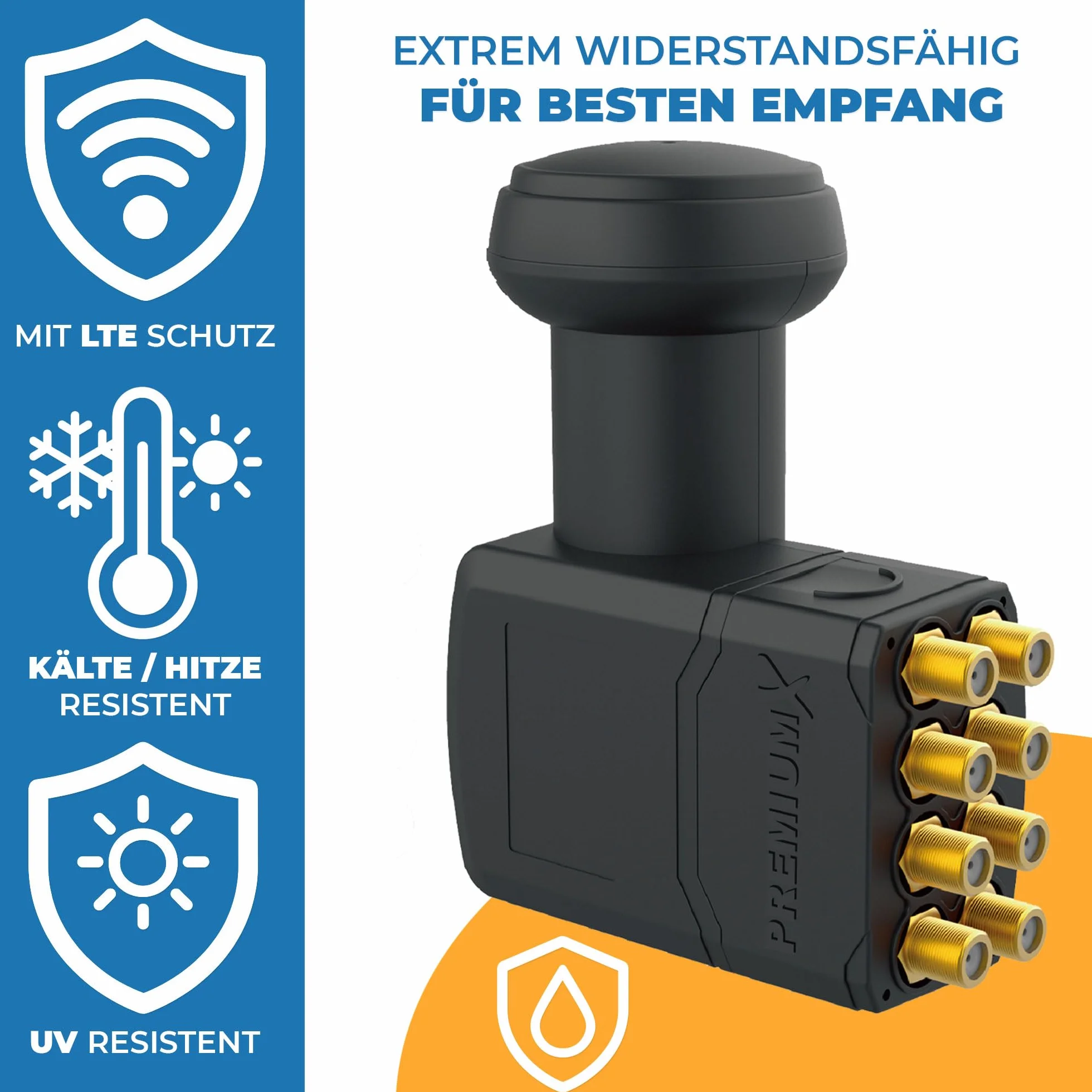 PremiumX Octo LNB 4K dla 8 uczestników Direct SAT 8-drożny LNC 0,1 dB Digital HDTV FullHD 3D UHD HD
