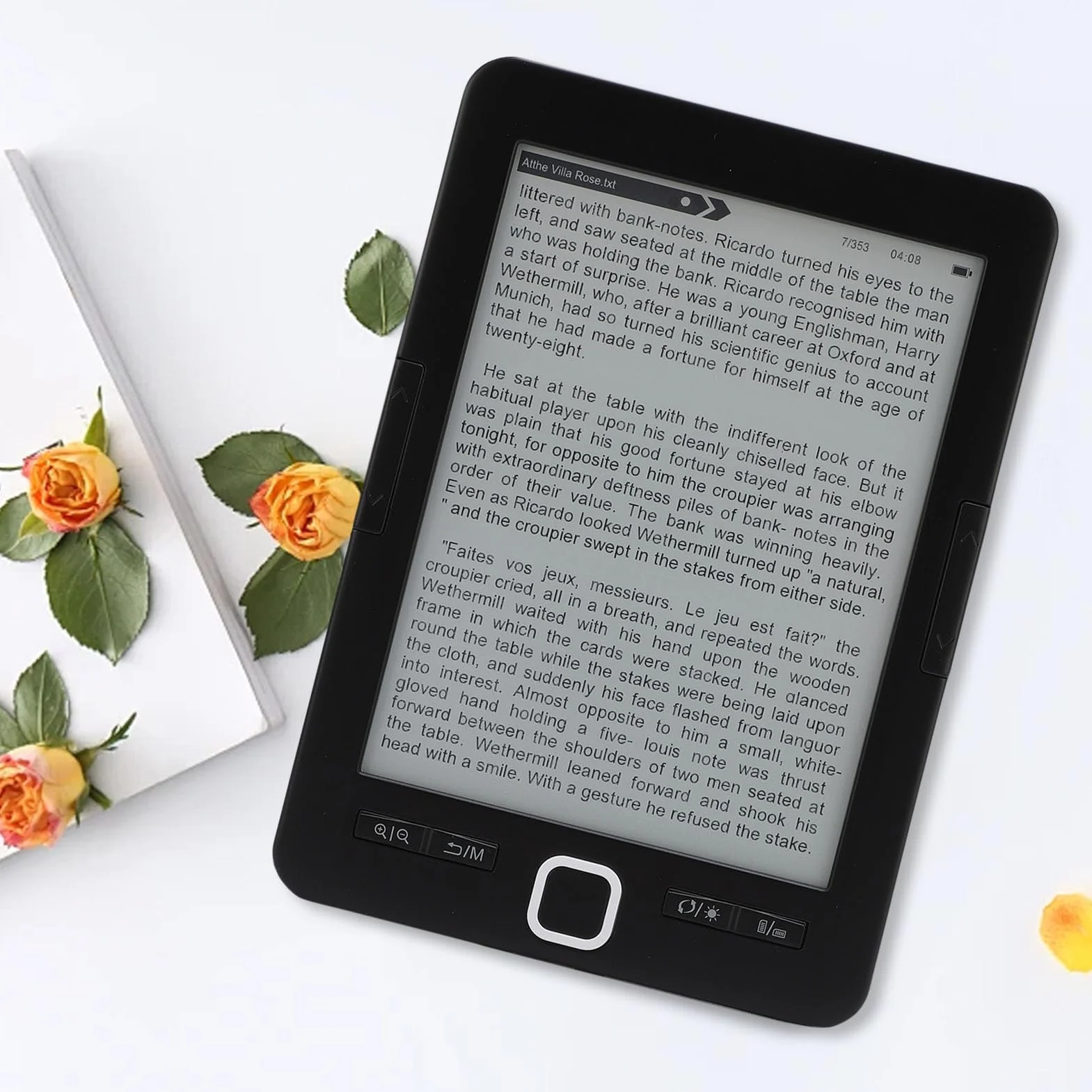 BK6033 Czytnik Ebook, 6 -calowy Ekran Eink E Reader, Wbudowany w pamięć 8G, Regulowane Rozmiary Czcionek, Typy i jasność, Przenośne Czytniki Książek Elektrycznych, Audiobooki,