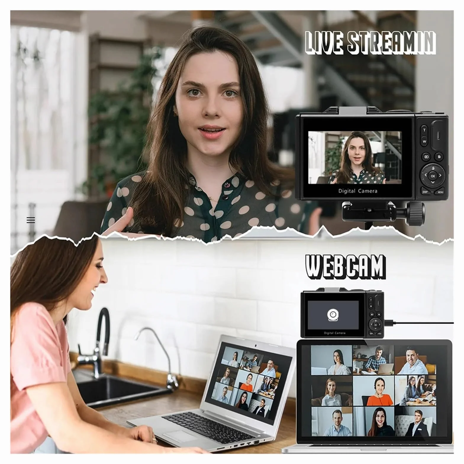 Aparat Cyfrowy 4K Do Fotografii I Z 18-krotnym Zoomem Cyfrowym Kompaktowa Kamera Vlogowania Odwracany Ekran O 180° Lampą Błyskową Z łatwością Uchwyć Wspaniałe Chwile(Black 128GB Card)