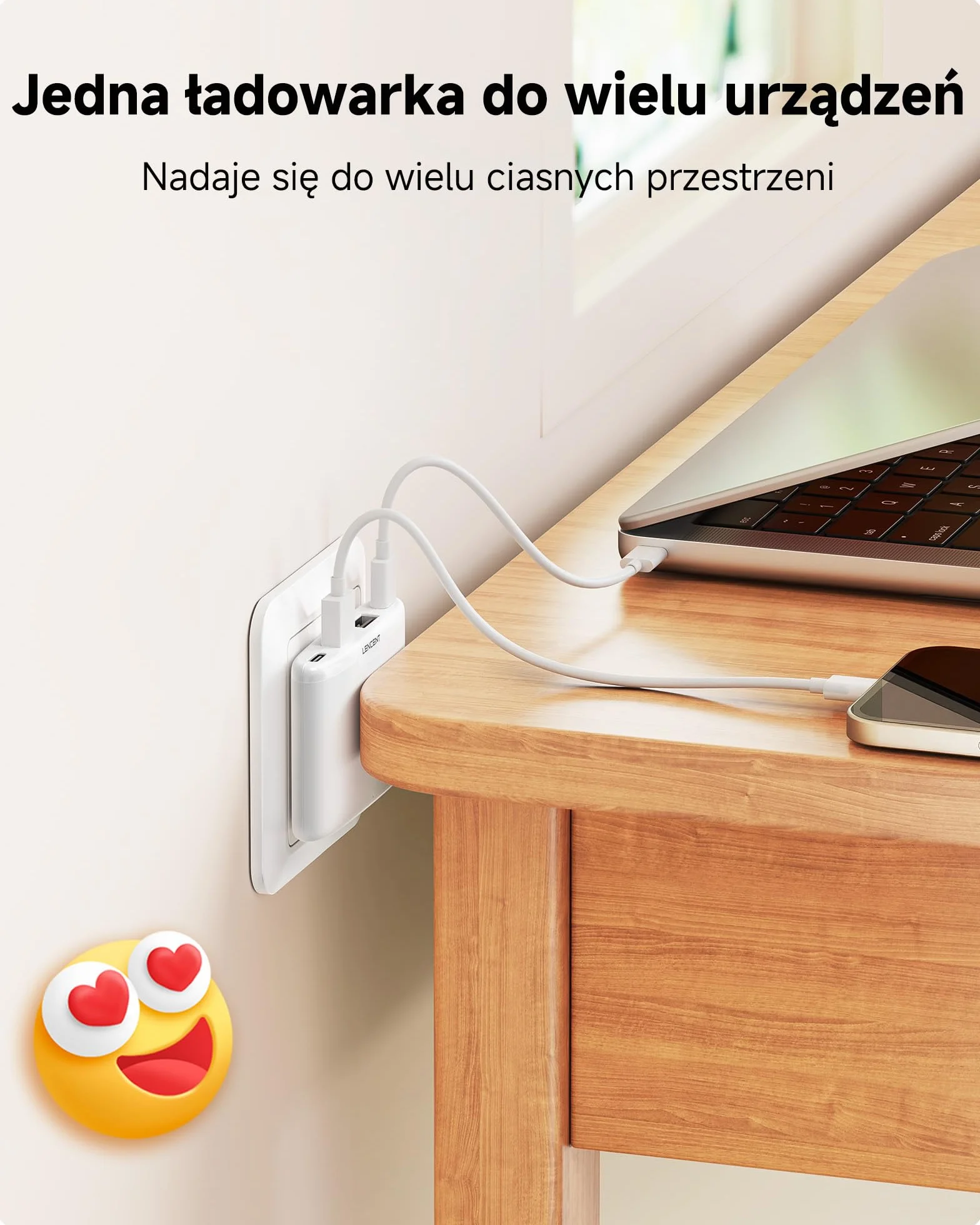 LENCENT Płaska ładowarka USB C Slim 45 W, szybka ładowarka, zasilacz | 4-portowy, cienka wtyczka do ładowania, z GaN-Tech, kompatybilna z iPhone 17/16/15, iPad, telefonem komórkowym, tabletem