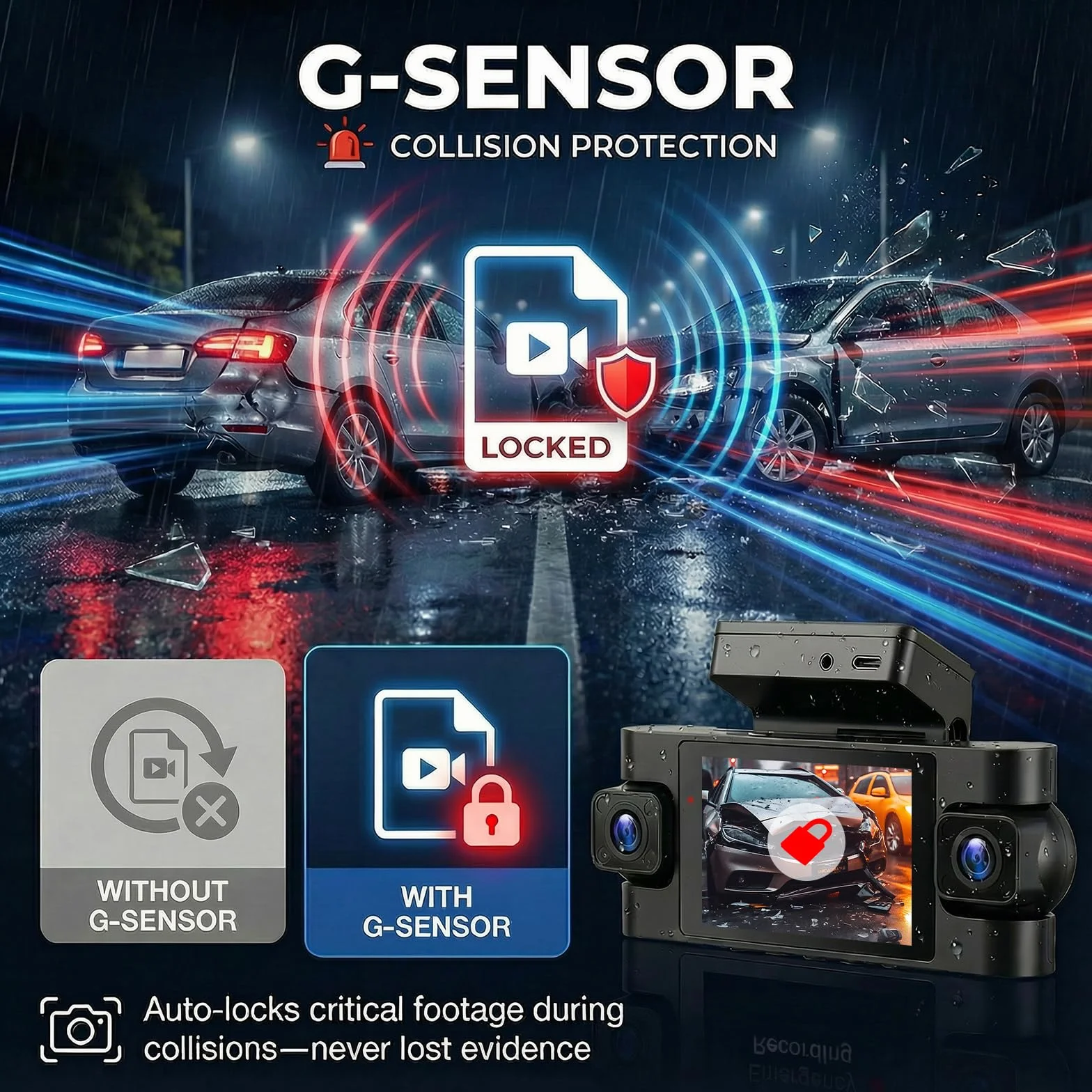 Kamera samochodowa 360 stopni, 4-kanałowa kamera przednia retro i wewnętrzna z GPS i 5G WiFi, 2K + 3 x 1080P, 3-calowy ekran IPS, noktowizor, tryb parkowania 24/7, czujnik G
