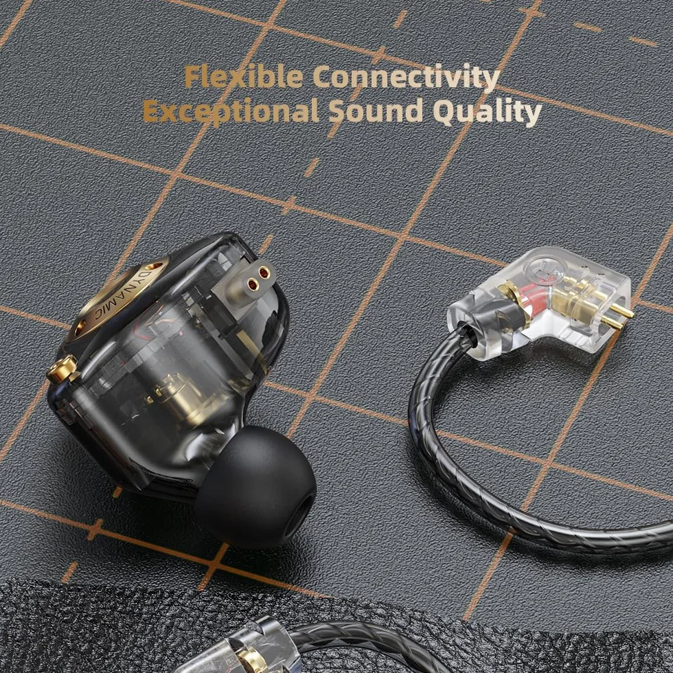 Przewodowe słuchawki do gier IEM z 1DD, QKZ ENZO PRO w monitorze dousznym, odłączany kabel HiFi, dźwięk basowy z nowym dynamicznym sterownikiem 11 mm do gier wideo (czarne, mikrofon)