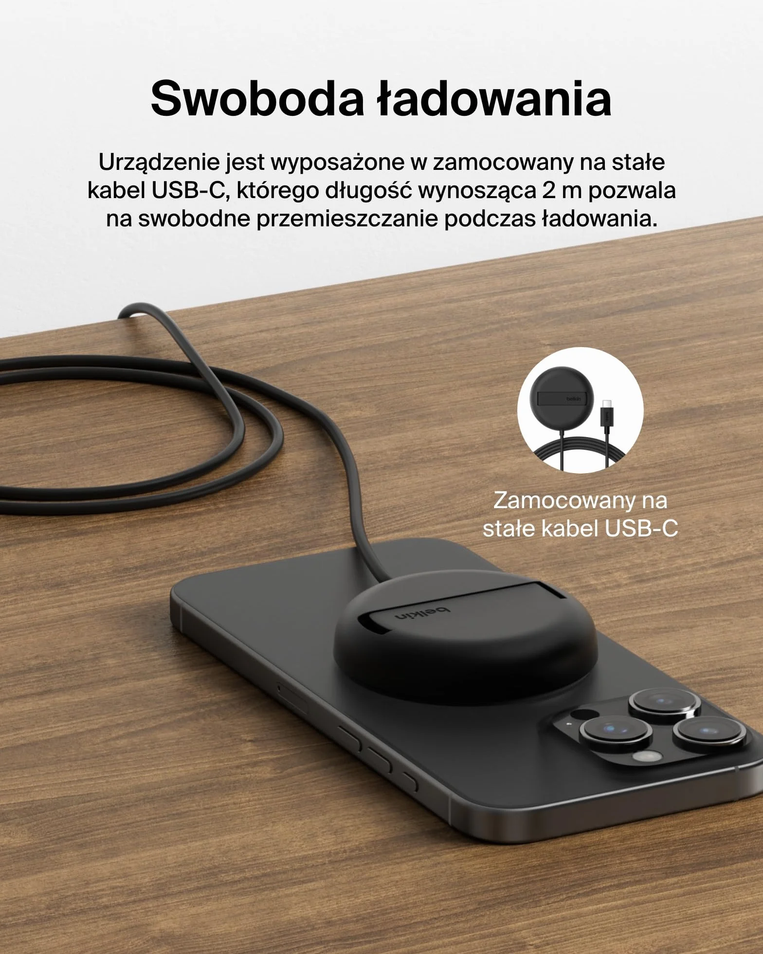 Belkin magnetyczna bezprzewodowa podkładka ładująca 15 W z podstawką – zgodna z MagSafe ładowarka Qi2 do urządzeń iPhone serii 16, Samsung Galaxy serii S25, AirPods i innych brak zasilacza – czarna