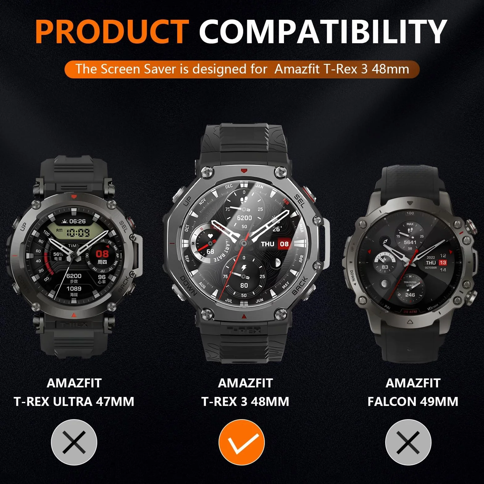 Diruite 4 Sztuki Ochraniacz Ekranu do Amazfit T-Rex 3,HD Szkło Hartowane Folia Ochronna