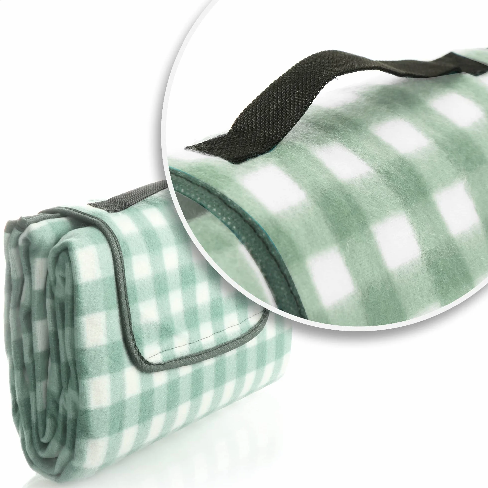 COM-FOUR® Koc piknikowy z wodoodpornym spodem i uchwytem do przenoszenia - powlekany polarowy koc na zewnatrz - mata plazowa, koc do zabawy [wybór zmienia sie] (01 sztuka - ciemna kratka)