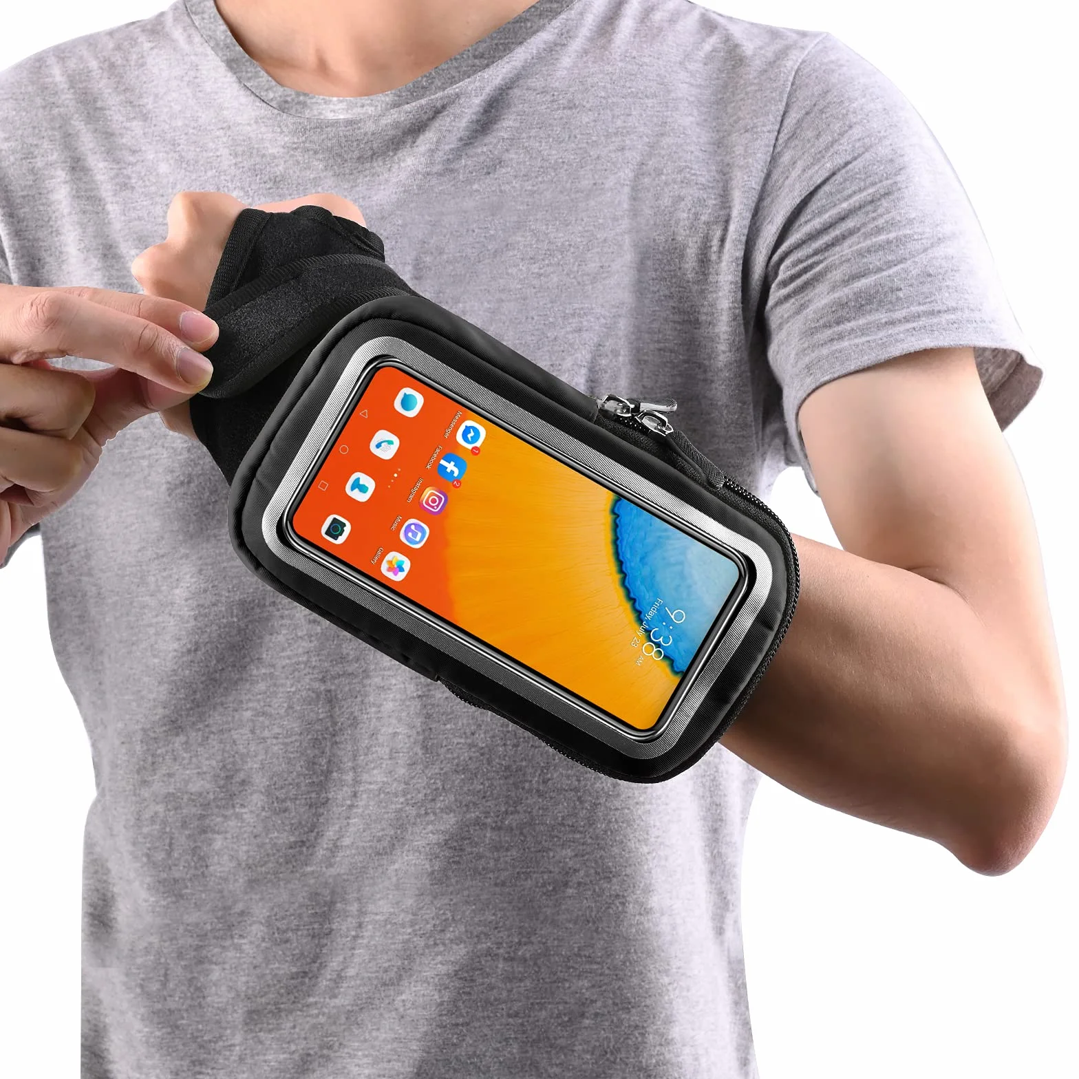 Torba na nadgarstek opaska na telefon opaska na przedramię uchwyt na telefon komórkowy, etui na nadgarstek torba na ramię na telefon iPhone 14/13/12/11 Pro Max 12 mini XS Max XR X 8 7 jazda konna