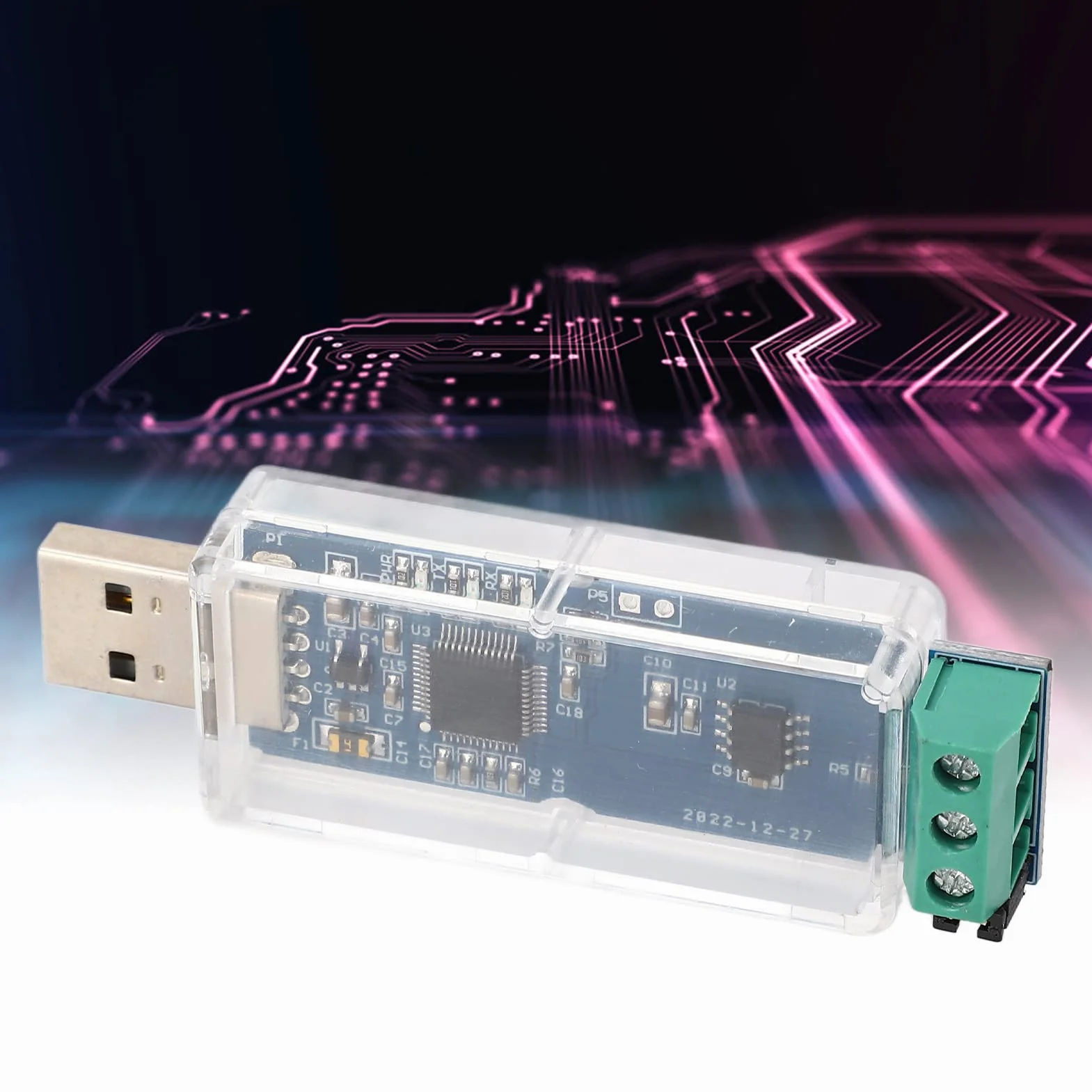 Moduł konwertera USB na CAN, adapter konwertera USB na CAN, 3-kolorowy wskaźnik stanu LED, nieizolowany chip, prędkość transmisji USB do CAN, kabel USB do CAN, kabel USB