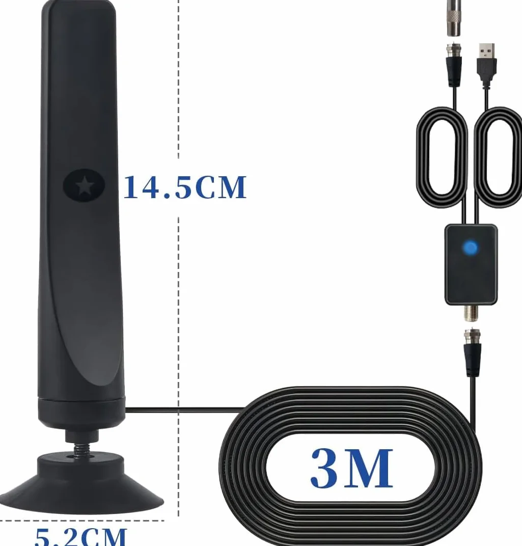 Wavemax antena telewizyjna Festberg Hitenna, antena DVB-T2, cyfrowa antena telewizyjna Freeview Rewave, do użytku w pomieszczeniach z silnym zasięgiem sygnału, inteligentna antena telewizyjna do