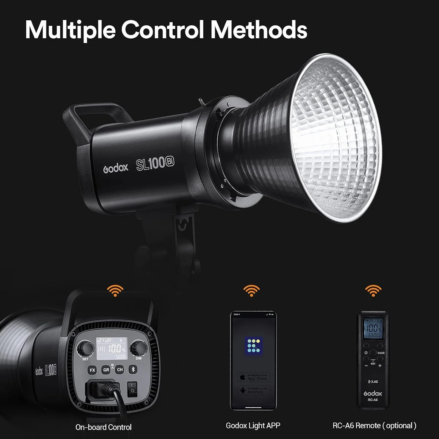 Godox SL100Bi LED światło video Bi-Color, TLCI 97+ CRI 96 +, 11 efektów świetlnych, sterowanie aplikacją Bluetooth, oświetlenie fotograficzne Bowens Mount, do studia fotograficznego na zewnątrz