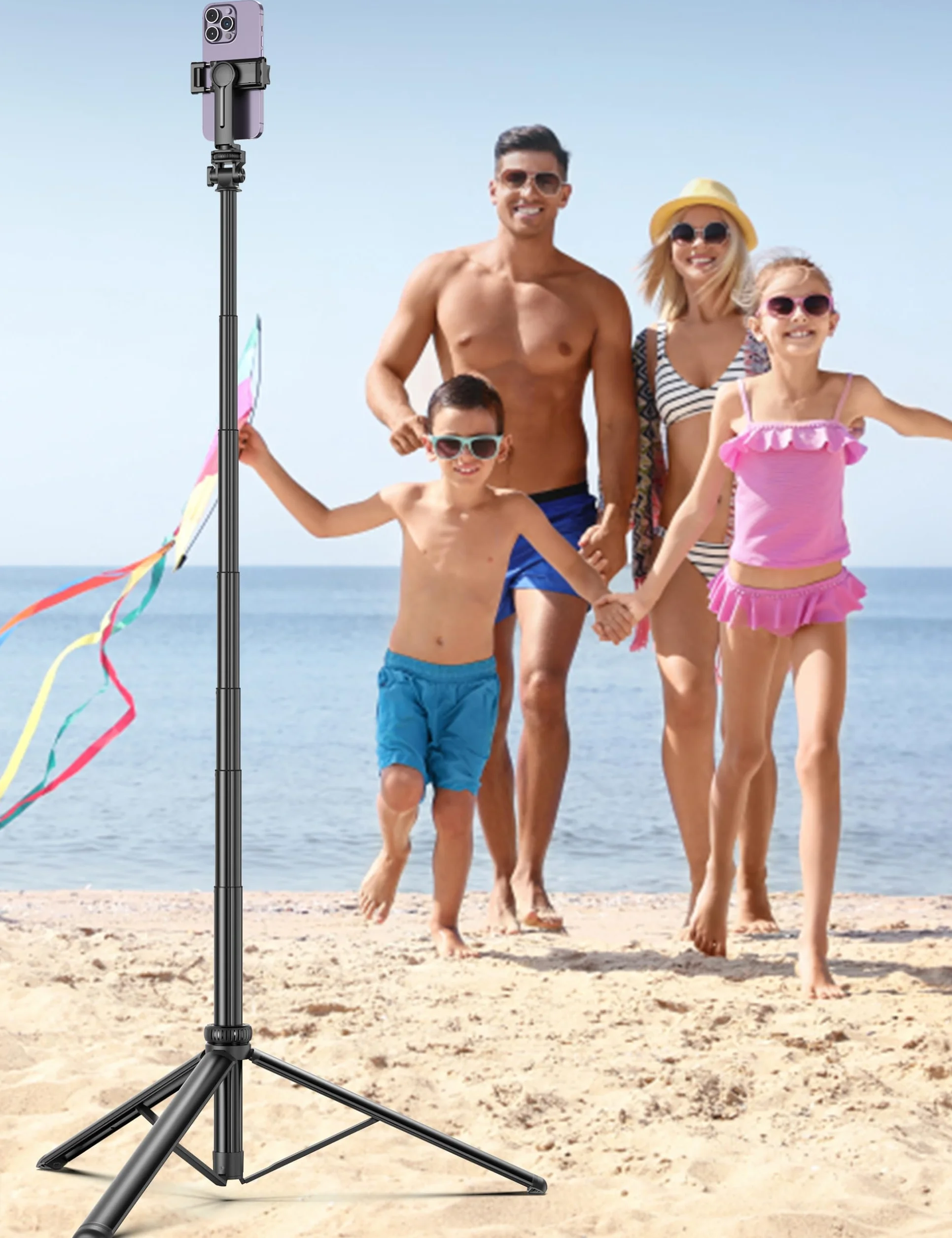 Statyw do telefonu komórkowego 190 cm, statyw selfie do smartfona, aluminiowe pręty, stabilny uchwyt statywowy do telefonu komórkowego z pilotem zdalnego zwalniania kompatybilny z iPhone'em/Galaxy
