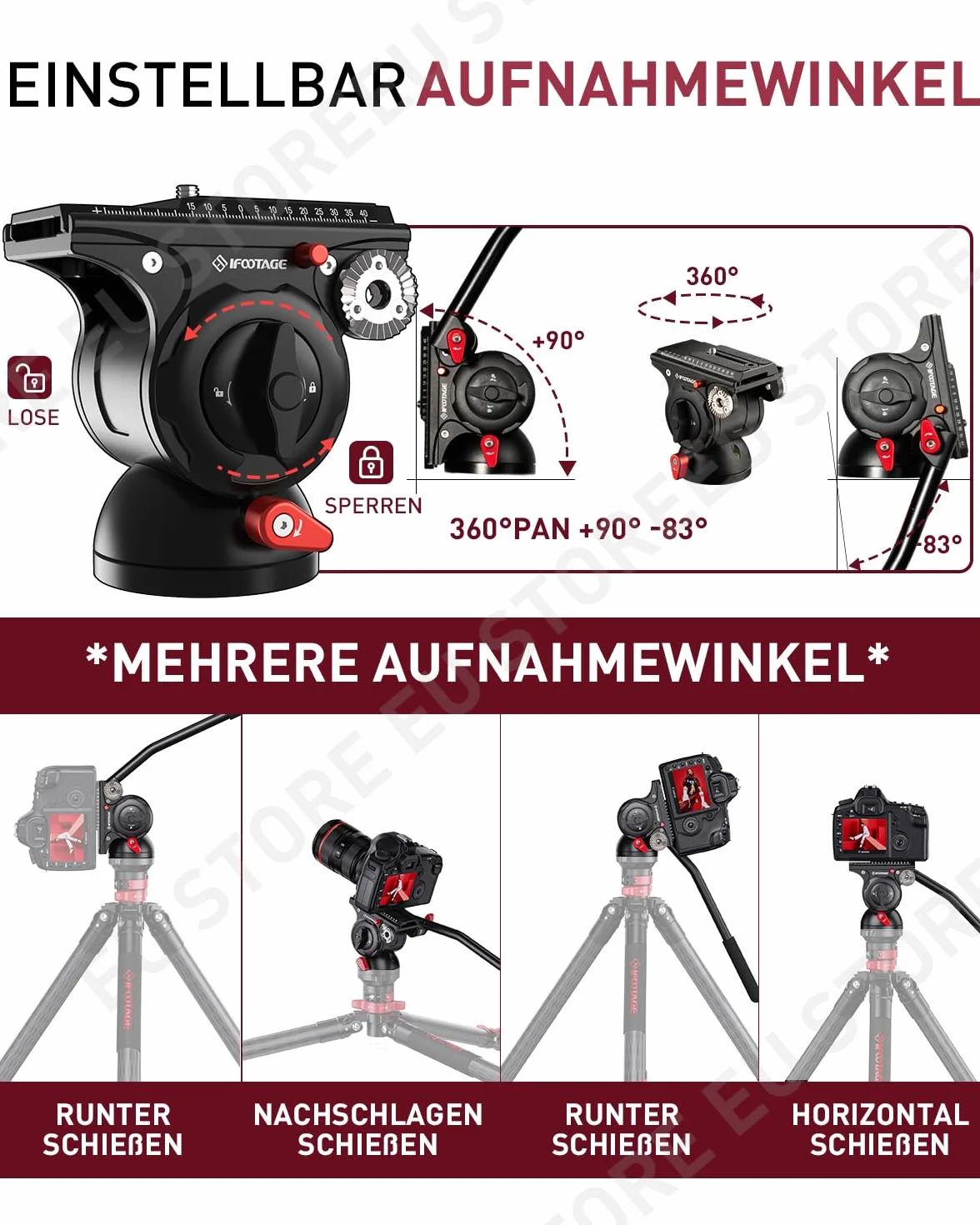 IFOOTAGE 165cm/65" aluminiowy statyw do aparatu z aluminiową głowicą płynną dla Canon Nikon Sony DSLR, statyw Gazella TA6S Uprise + Komodo K5S
