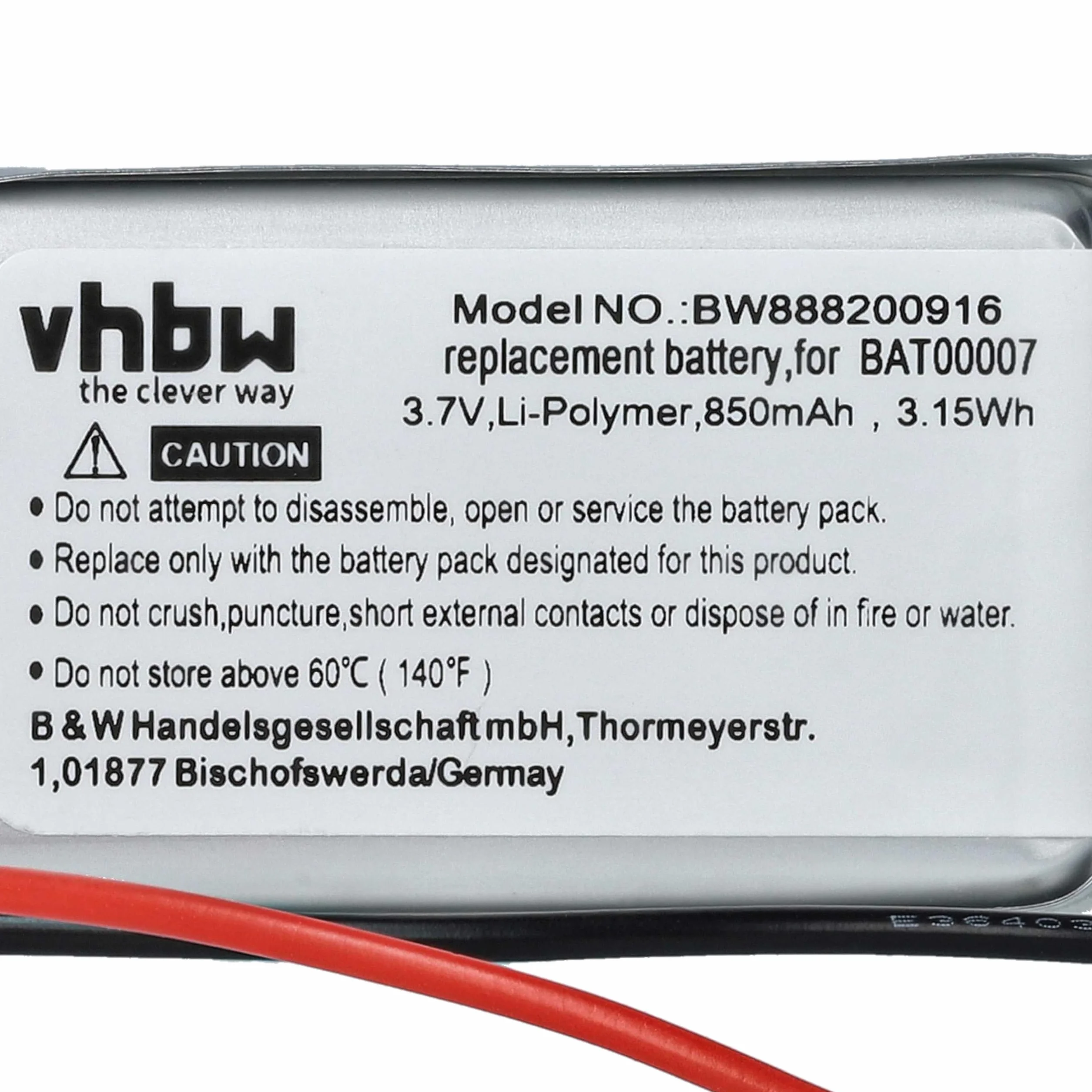 vhbw Akumulator pasujący do Cardo Packtalk Duo, Scala Rider Packtalk (850 mAh, 3,7 V, litowo-polimerowy)