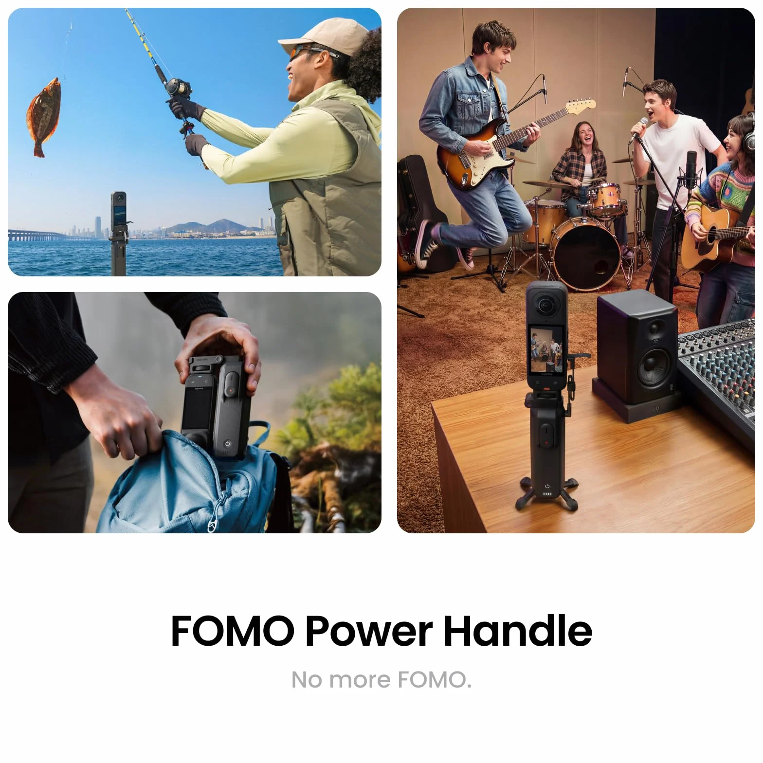 Insta360 FOMO-Power-uchwyt z akumulatorem 6.100 mAh, mini pilot zdalnego sterowania, składany statyw czteronożny, obsługa wstępnego nagrywania dla X5, X4, X3, X4 Air, vlogowanie w podróży, przygody na