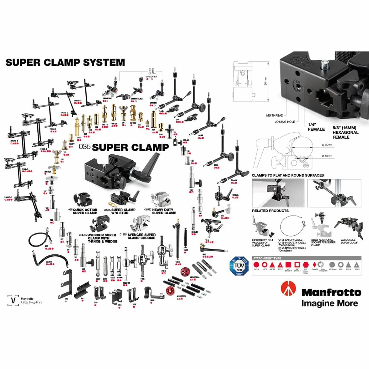 Manfrotto 035RL Super Clamp ze standardowym trzpieniem