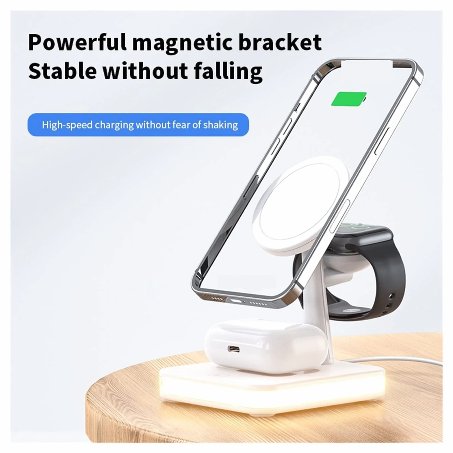 Ładowarka bezprzewodowa, Bezprzewodowa ładowarka magnetyczna 30 W 3 w 1 do telefonu Macsafe Oglądaj Słuchawki Stacja dokująca do szybkiego ładowania(3 In 1 with Plug-01)