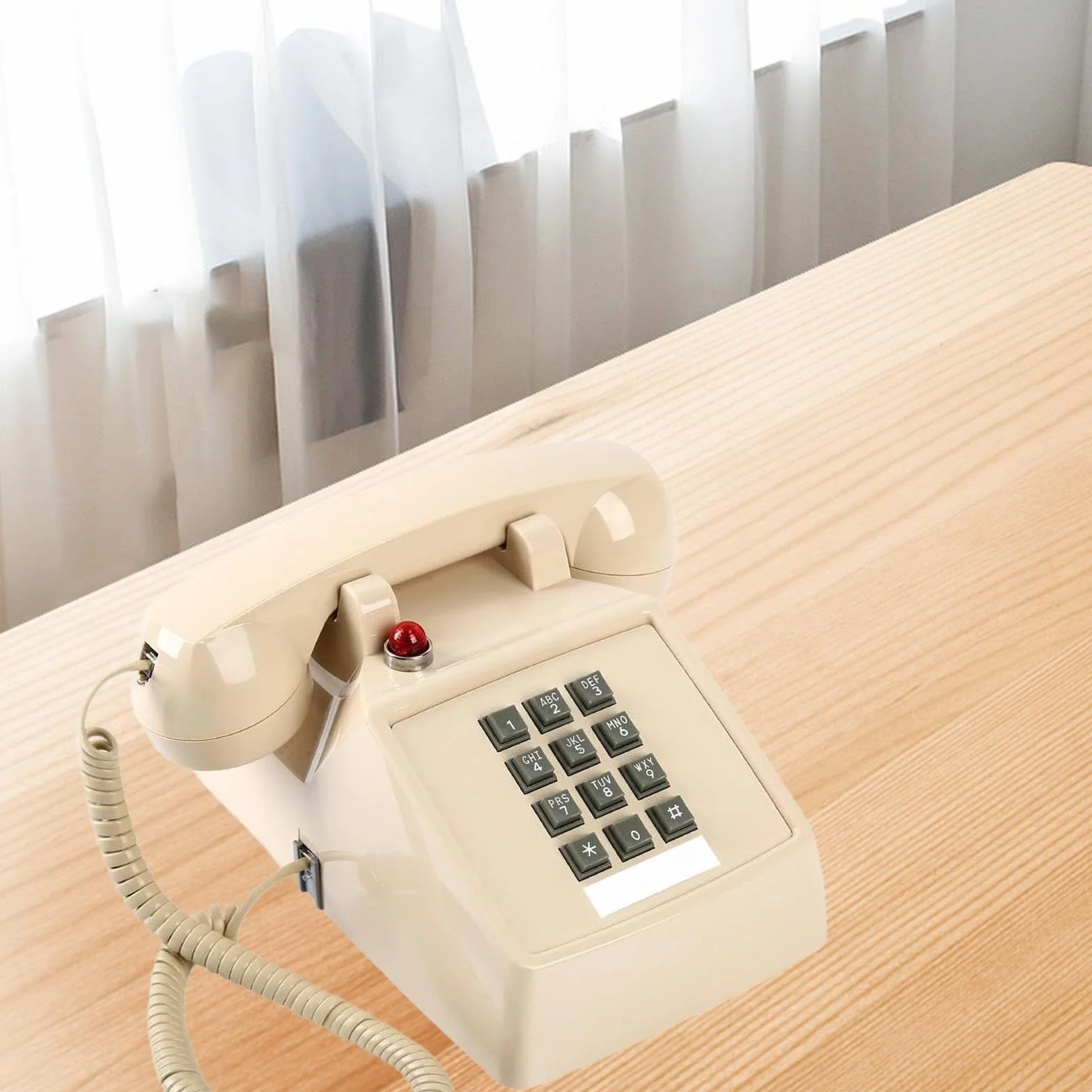Vintage Design przewodowy telefon na biurko metalowa podstawa do hotelu domu 13 x 22,2 x 11,5 cm beżowa