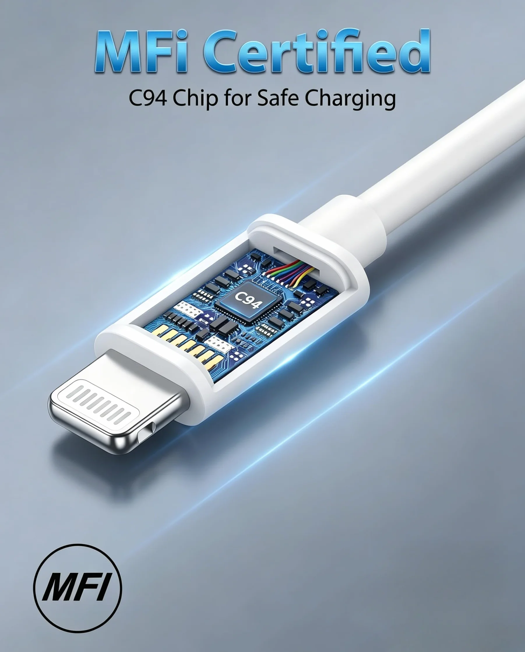 Kabel USB C na Lighting, 1 m + 2 m, do ładowania iPhone'a, certyfikat MFI, kabel USB C do iPhone'a 1 m, szybkie ładowanie, typ C, 2 m, do iPhone'a 14, 13, 12, 11, XR, XS, 8, 7, 6, 5, SE,