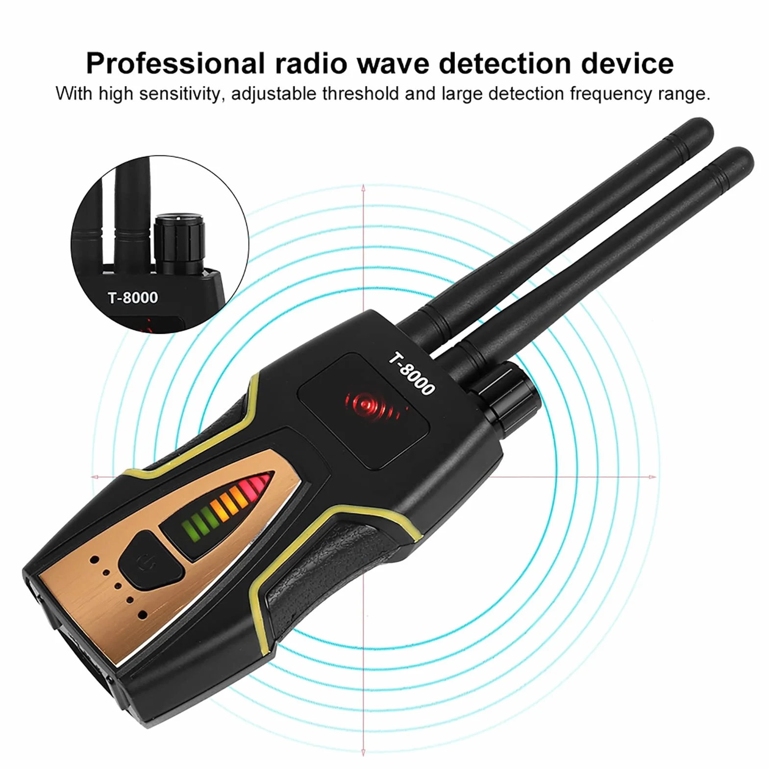 Zerone T-8000 GSM wzmacniacz sygnału detektor radiowy wykrywacz częstotliwości ręczny do lokalizatora GPS ze światłem LED