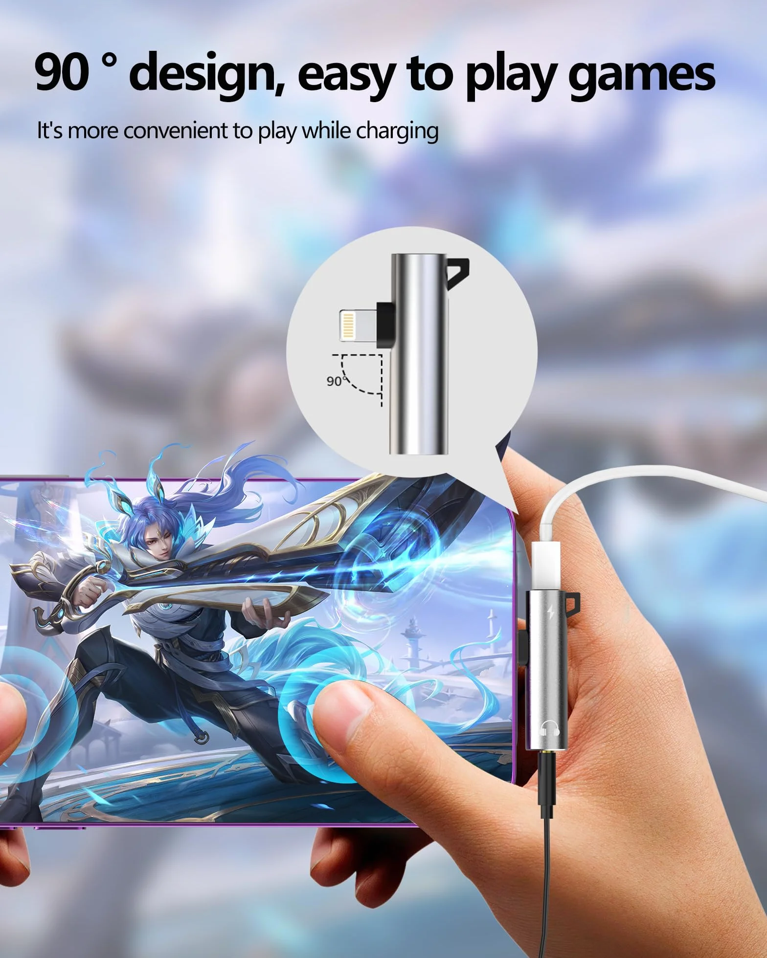 Adapter Lightning na 3,5 mm jack 2 w 1 do iPhone 14/13 Pro Max Apple MFi