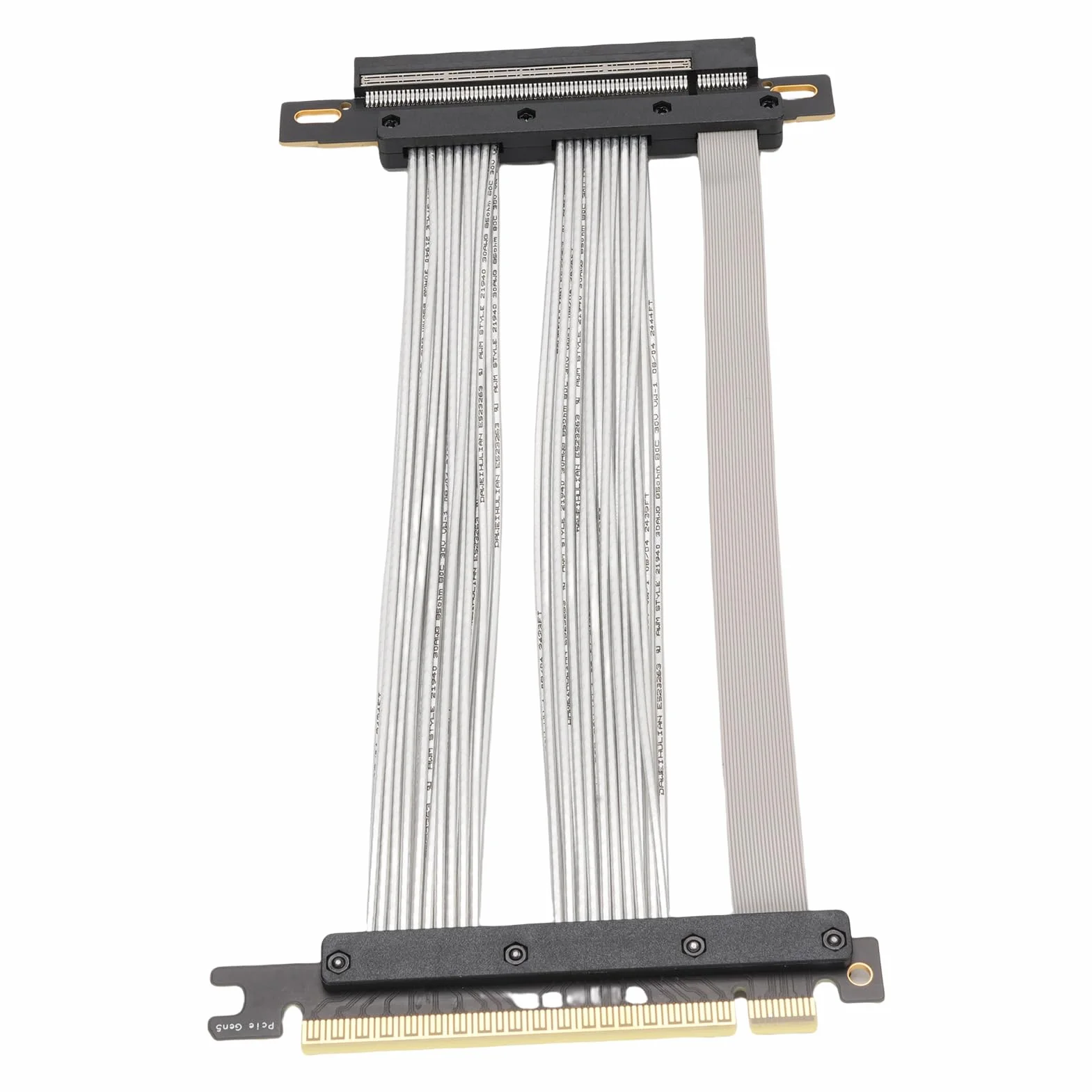 Fabater Zgodny Przedłużacz Karty Graficznej GPU Gen 5 z Kablem Rozszerzającym o Szybkim Transferze do Procesora Graficznego RTX4090 5090 RX8900 128 GB do Ekstremalnych Gier ABS Srebrny (30cm)
