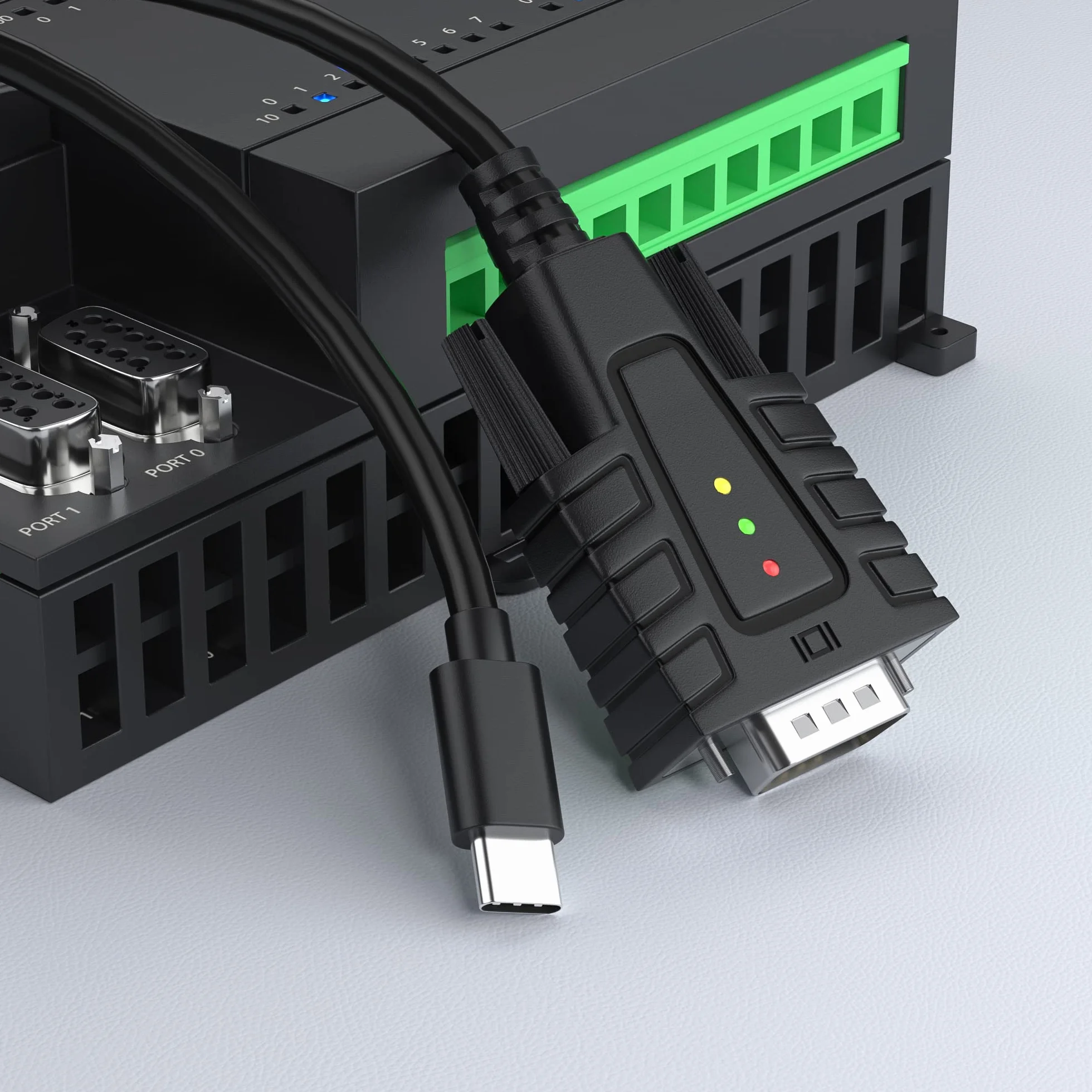 DriverGenius SerialEdgeX Serie | Adapter USB-C do RS232 (DB9) – 1 Port, 3 Diody LED (TX, RX, PWR), Kompatybilny z Windows 11 i macOS 15, Do Zastosowań Serwisowych, Przemysłowych i Programistycznych