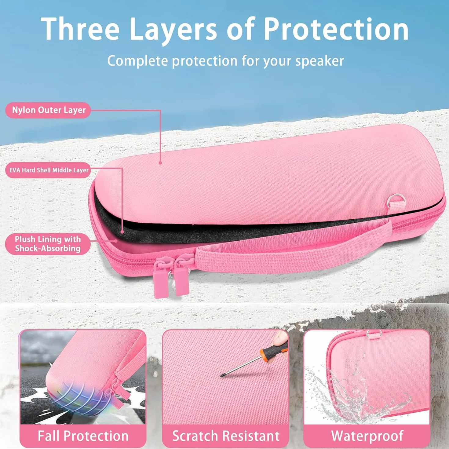 co2CREA Twardy futerał podróżny dla JBL Flip 6 / JBL Flip 5 Przenośny głośnik Bluetooth (tylko pudełko) (Flip 6/5 etui, różowy)