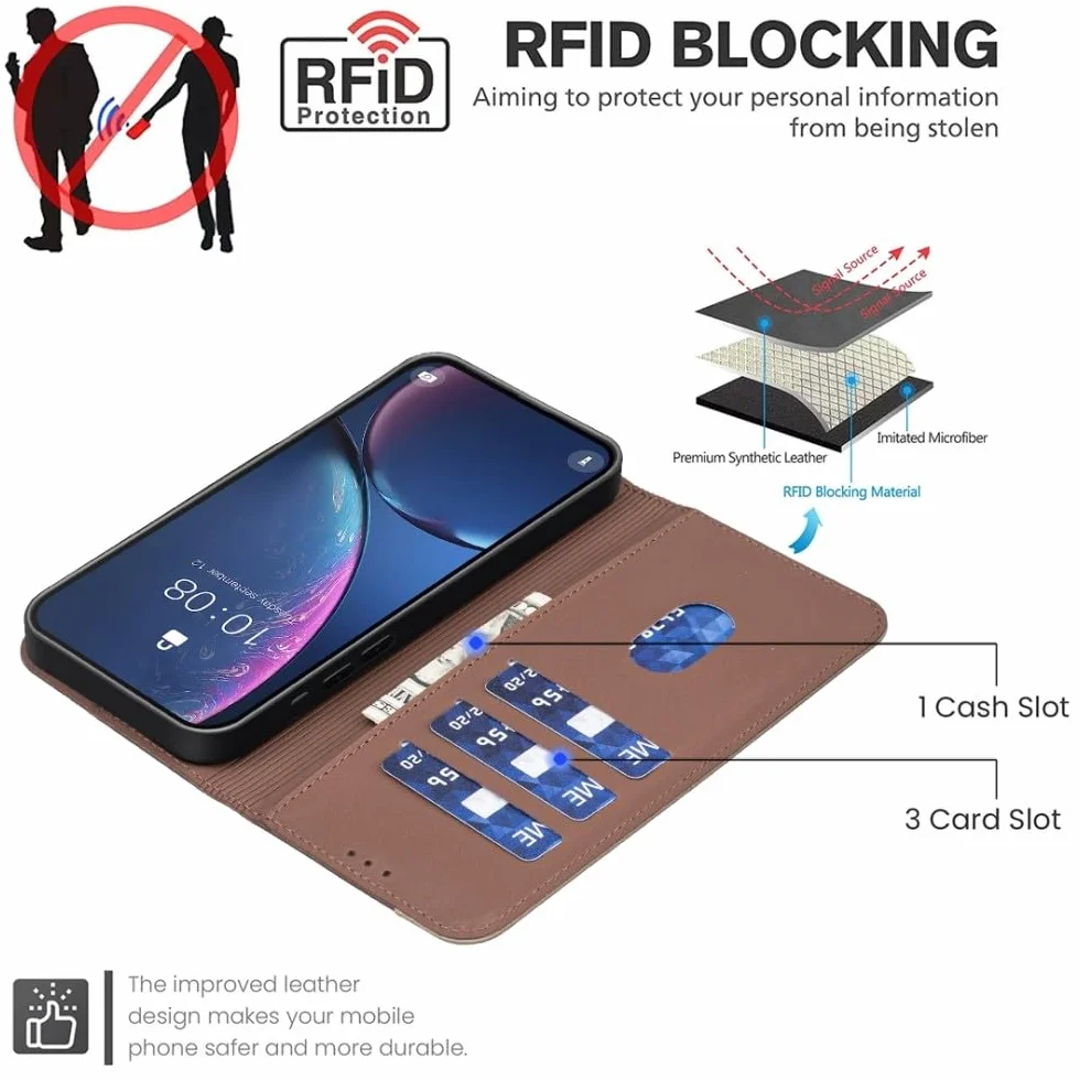 Generic etui kompatybilne z iPhone 12 Pro Max (kolor: ciemnoniebieski) Etui z klapką premium z klapką, magnetyczne etui z klapką