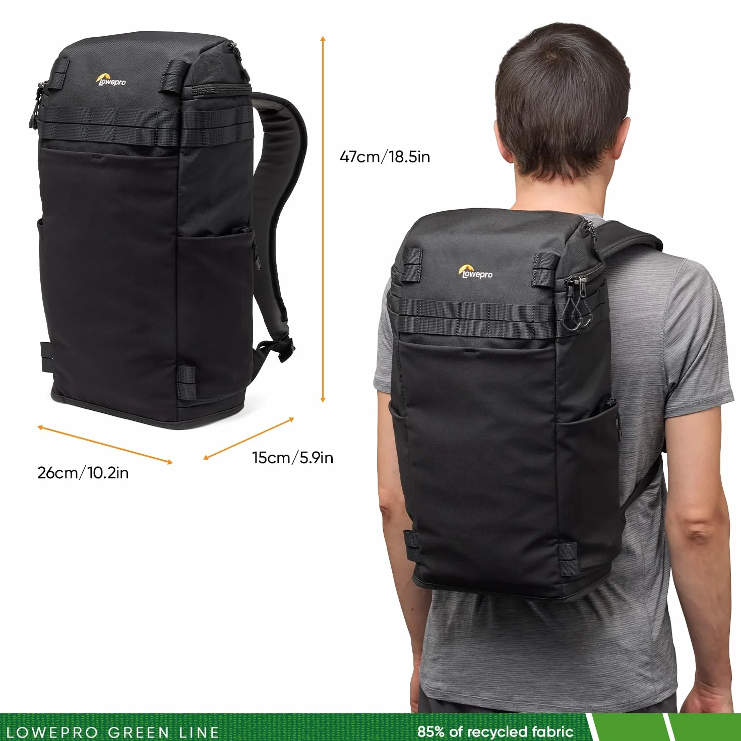 Lowepro ProTactic Lite BP 150 AW III plecak na laptopa, Top and Side Access, profesjonalna torba do aparatu, lustrzanka/druty/lustro, laptop Up to 14", pokrowiec przeciwdeszczowy, dla fotografów,