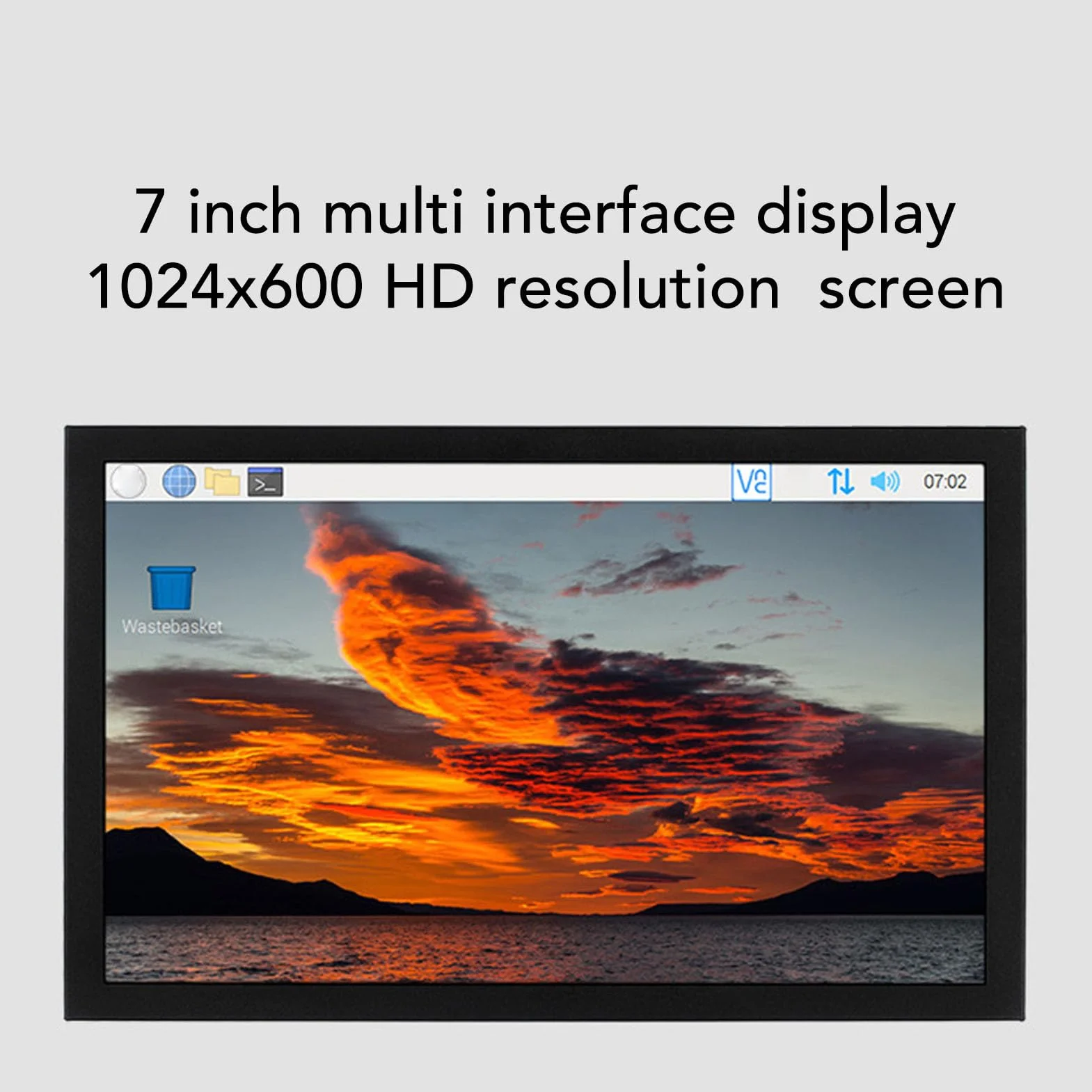 Cryfokt 7-calowy Drugi Ekran do Gier, Przenośny Monitor Komputerowy PC z Wejściami VGA AV o Rozdzielczości 1024x600, do Laptopa RasPi NANO