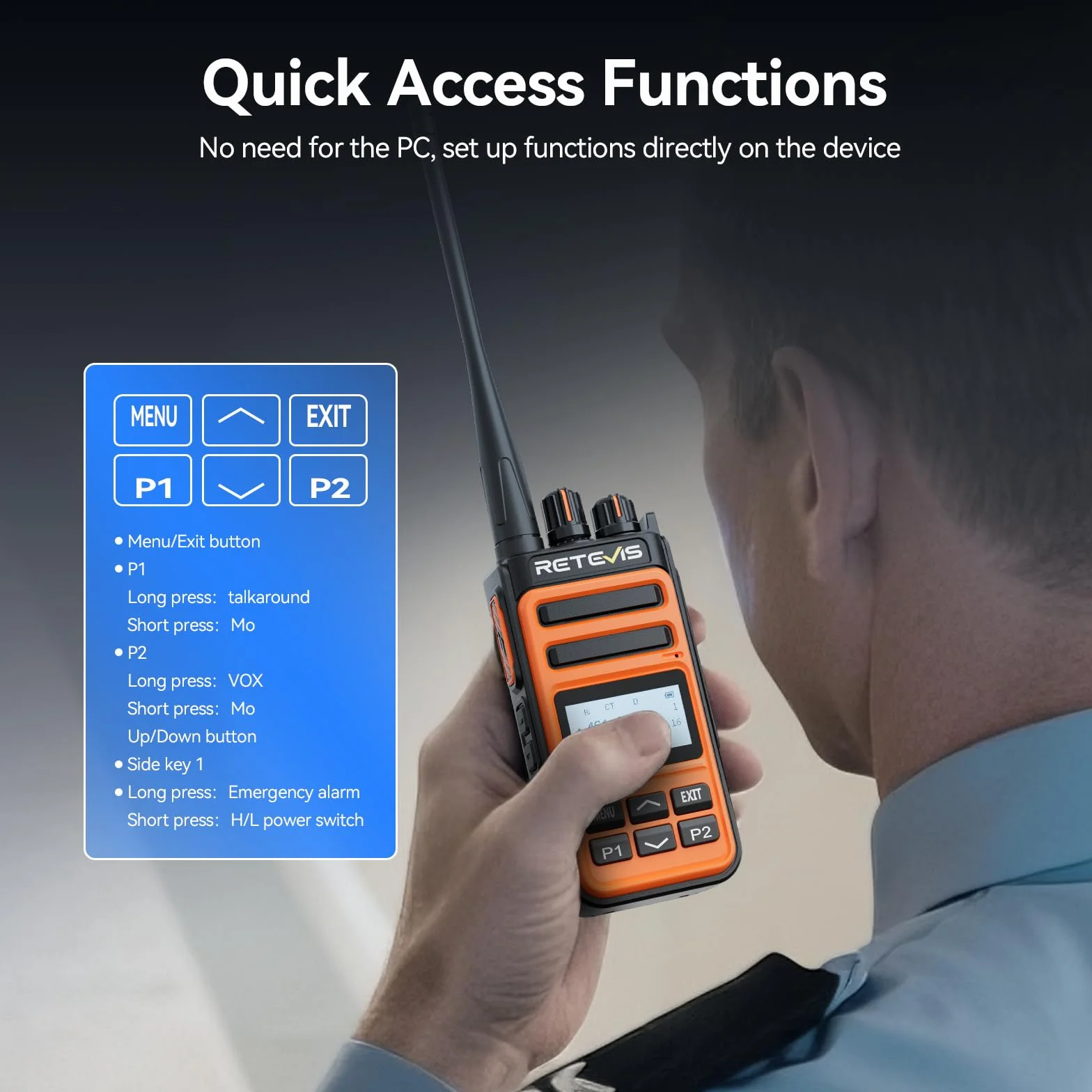 Retevis C66B Dual Band Ham Radio, szybkie ładowanie krótkofalówek o dużym zasięgu, redukcja szumów, alarm awaryjny, profesjonalne dwukierunkowe radia do restauracji, hoteli (pomarańczowe, 4 szt.)