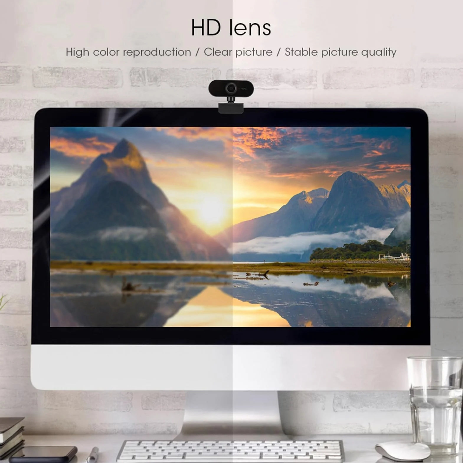 Akozon Full HD 1080P, kamera Circle do rozmów wideo i nagrywania USB, komputer PC, Mac, Laptop, Desktop, Plug & Play, 360° elastyczny obrotowy klips, 1080P z mikrofonem