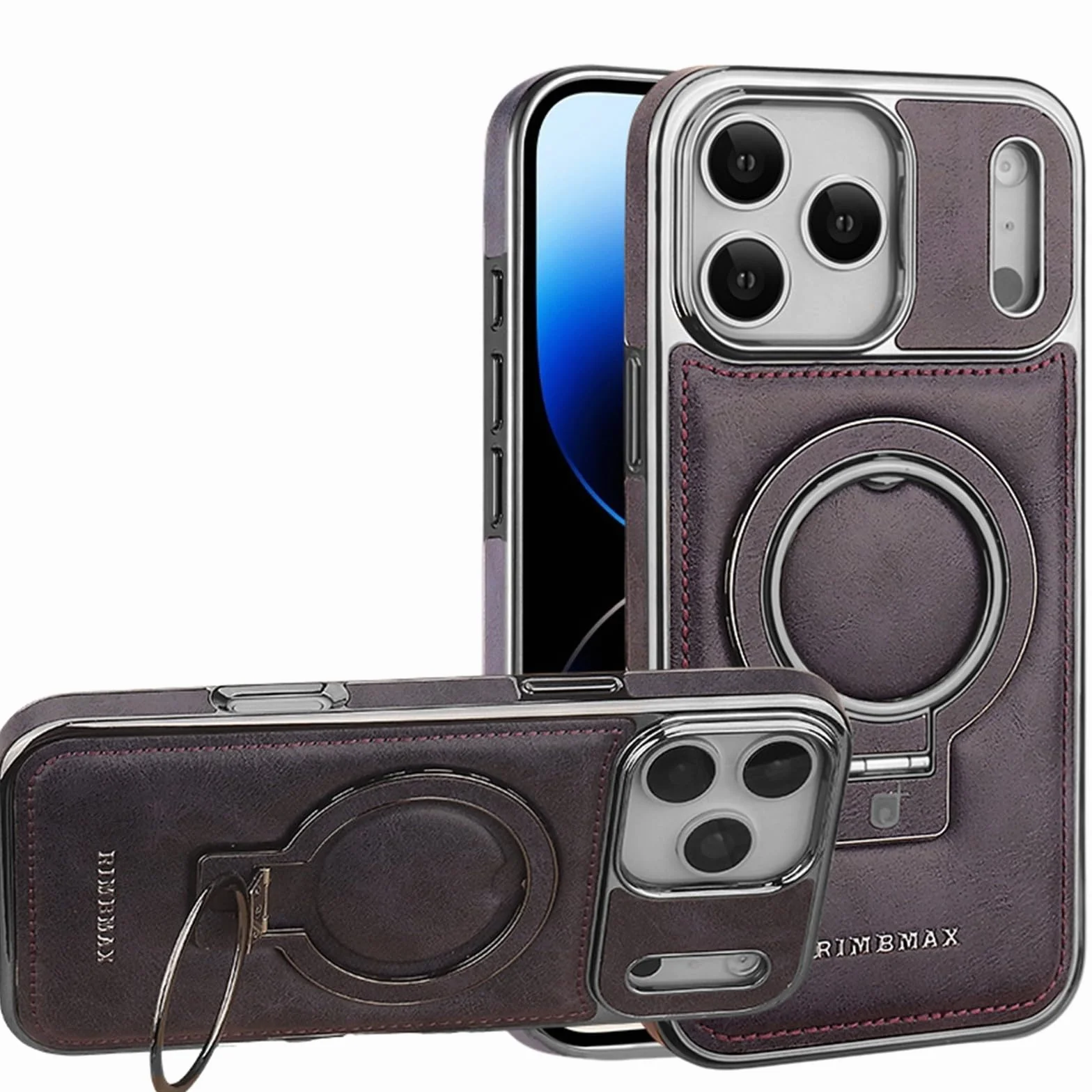 Etui na iPhone 17 Air (kolor: fioletowy) - skórzany magnetyczny stojak etui twarde silikonowe etui
