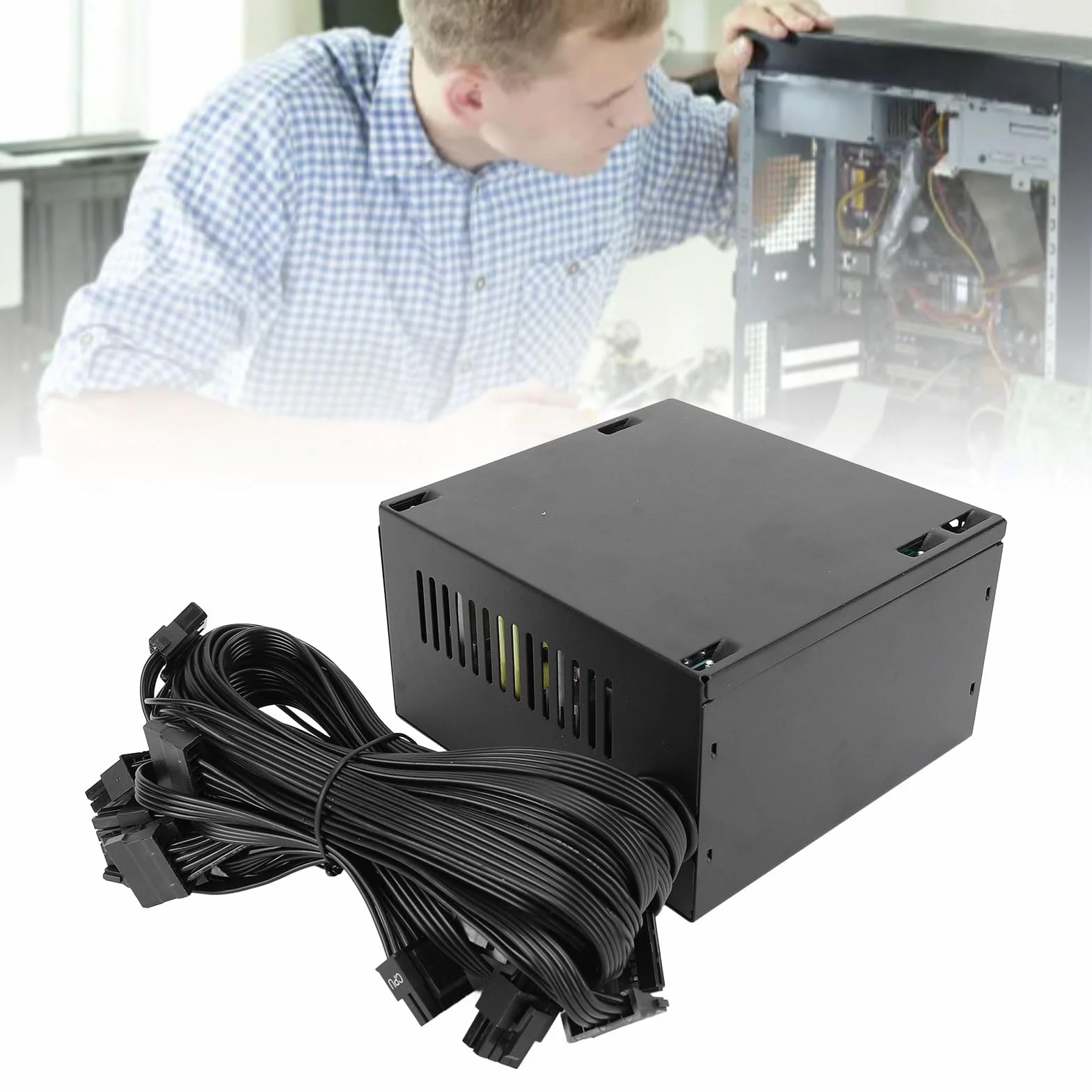 Fabater Wydajny Dwurdzeniowy Zasilacz Komputerowy o Mocy 600 W do Zasilacza do Gier z Systemem z Czarnym Wentylatorem Obudowy ATX Komputerów Stacjonarnych, Wentylator 12 Cm, materiał ze Stopu