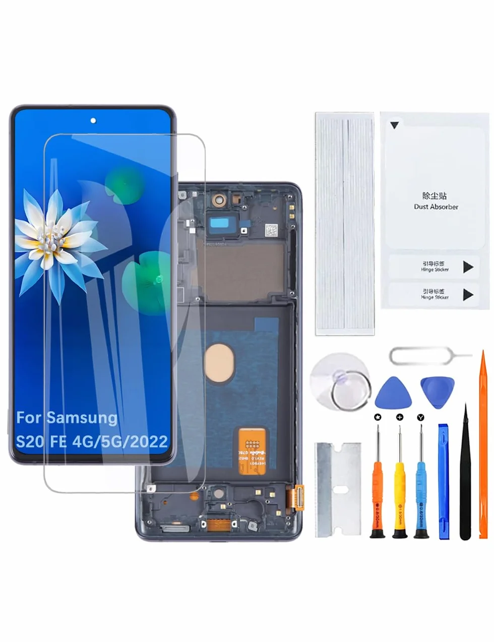 H&LYCYJ Wyświetlacz do Samsung Galaxy S20 FE 4G/5G/2022 TFT G780F G780F/DSM G780G LCD ekran zamienny zestaw montażowy (czarny z ramką, bez odcisków palców