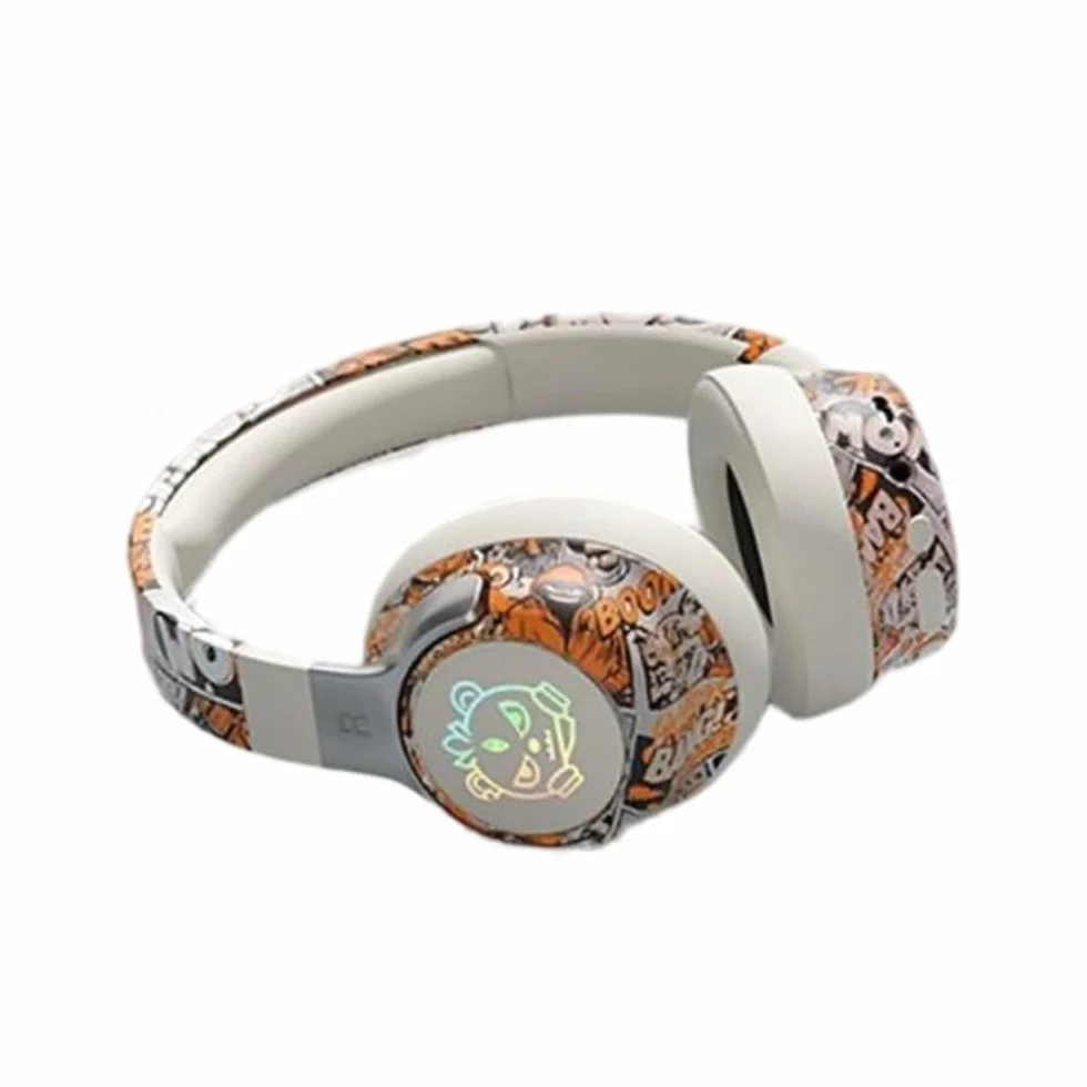 DYRBF Zestaw słuchawkowy do gier Bluetooth 5.3, oświetlenie RGB, niskie opóźnienie, aktywna redukcja szumów, wbudowany mikrofon do komputera, laptopa, gracza, biały, czarny, fioletowy
