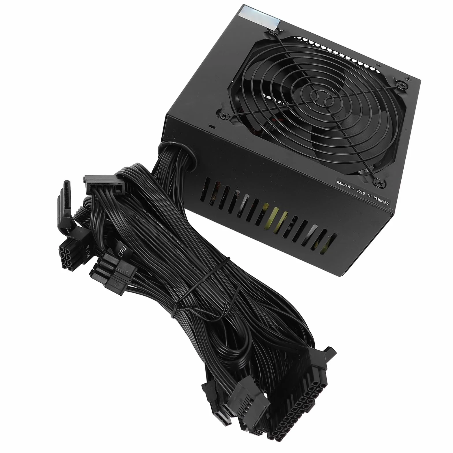 Emoshayoga Zasilacz Komputerowy o Mocy 600 W, Wydajny i Niezawodny Zasilacz do Komputerów Stacjonarnych do Gier z Czarnym Wentylatorem 12 Cm ze Stopu Aluminium