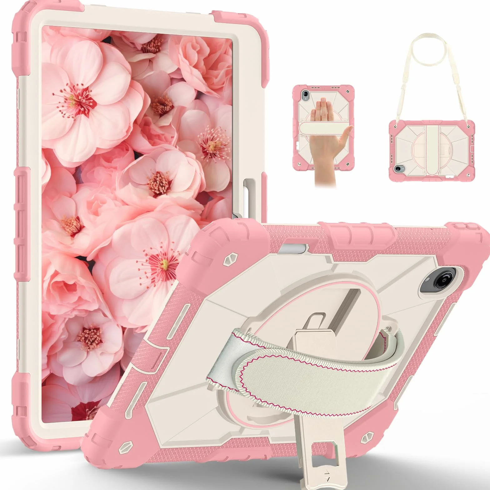 Etui do Lenovo Xiaoxin Pad Pro GT 13 (2026) TB378FC 33.0 cm, odporne na wstrząsy, wytrzymałe etui ochronne z obrotowym stojakiem, uchwytem na długopis, paskiem na rękę i paskiem na ramię