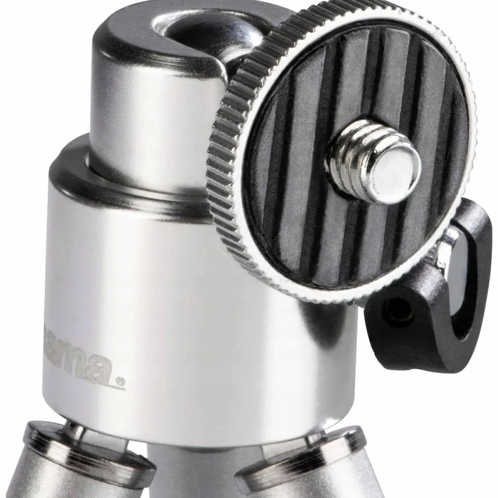 Hama Ball L Mini Statyw Tripod Metalowy z Głowicą 3D, Wysokość 21 cm, Błyszczący Chrom