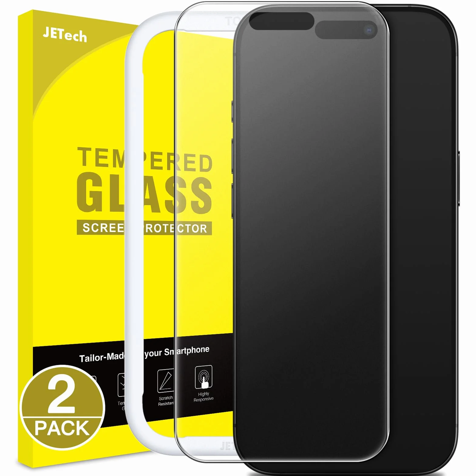 JETech Ochraniacz Ekranu iPhone 16 Pro 6,3 Cala Szkło Hartowane 9H Antyodblaskowa, 2 Sztuki