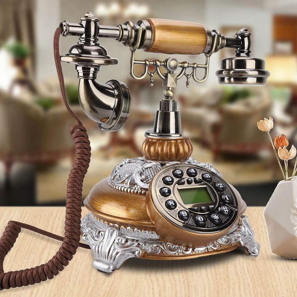 Telefon retro, zabytkowy, podwójny system FSK/DTMF, nostalgiczny telefon z wyświetlaczem LCD, klasyczny europejski telefon stacjonarny, telefon stacjonarny do domu, na prezent itp.