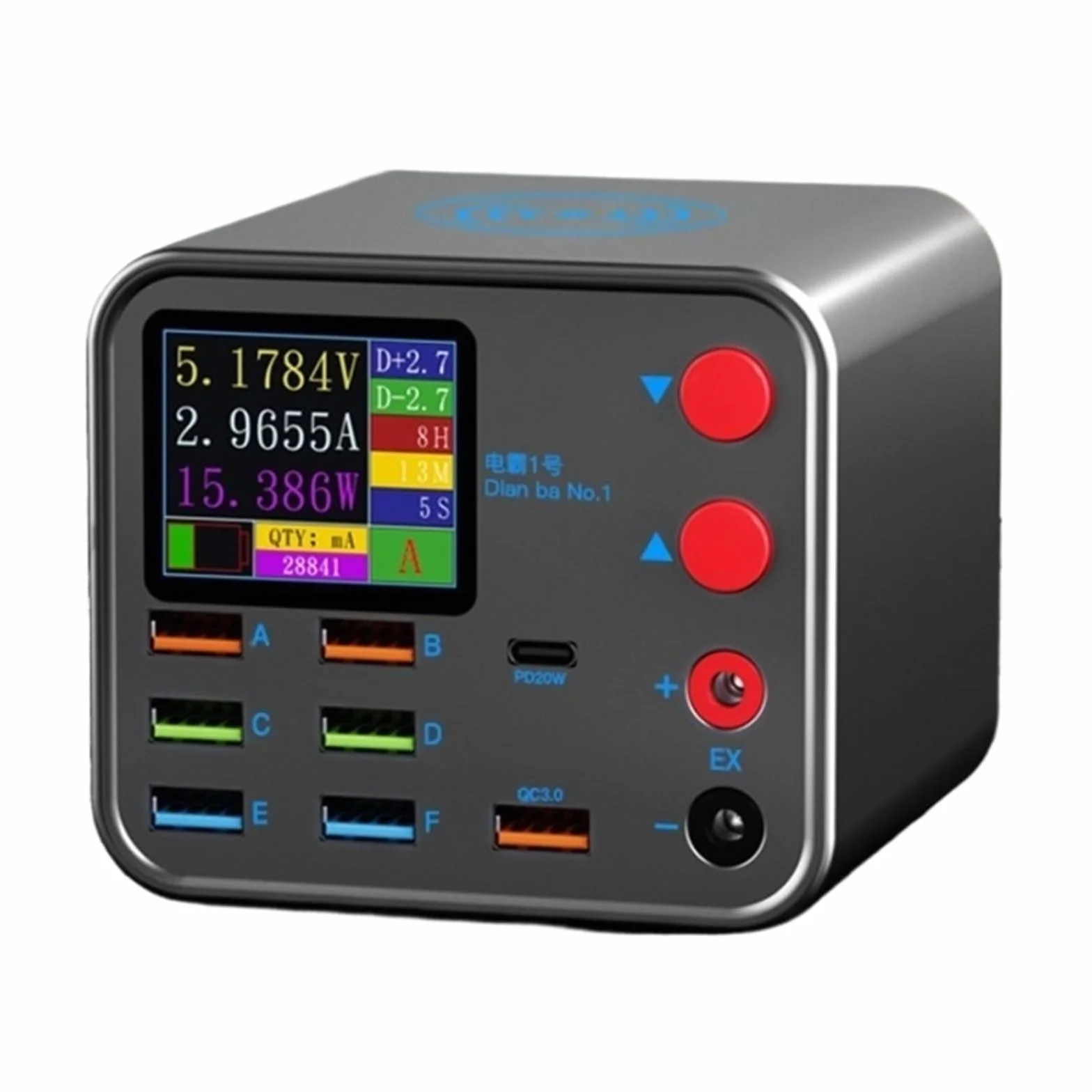 Stacja Ładująca USB 120 W Z Wyświetlaczem LED 8 Portów QC3.0 USB-C PD 20 Szybkie Ładowanie I Ładowarka Bezprzewodowa MożLiwość Szybkiego łAdowania