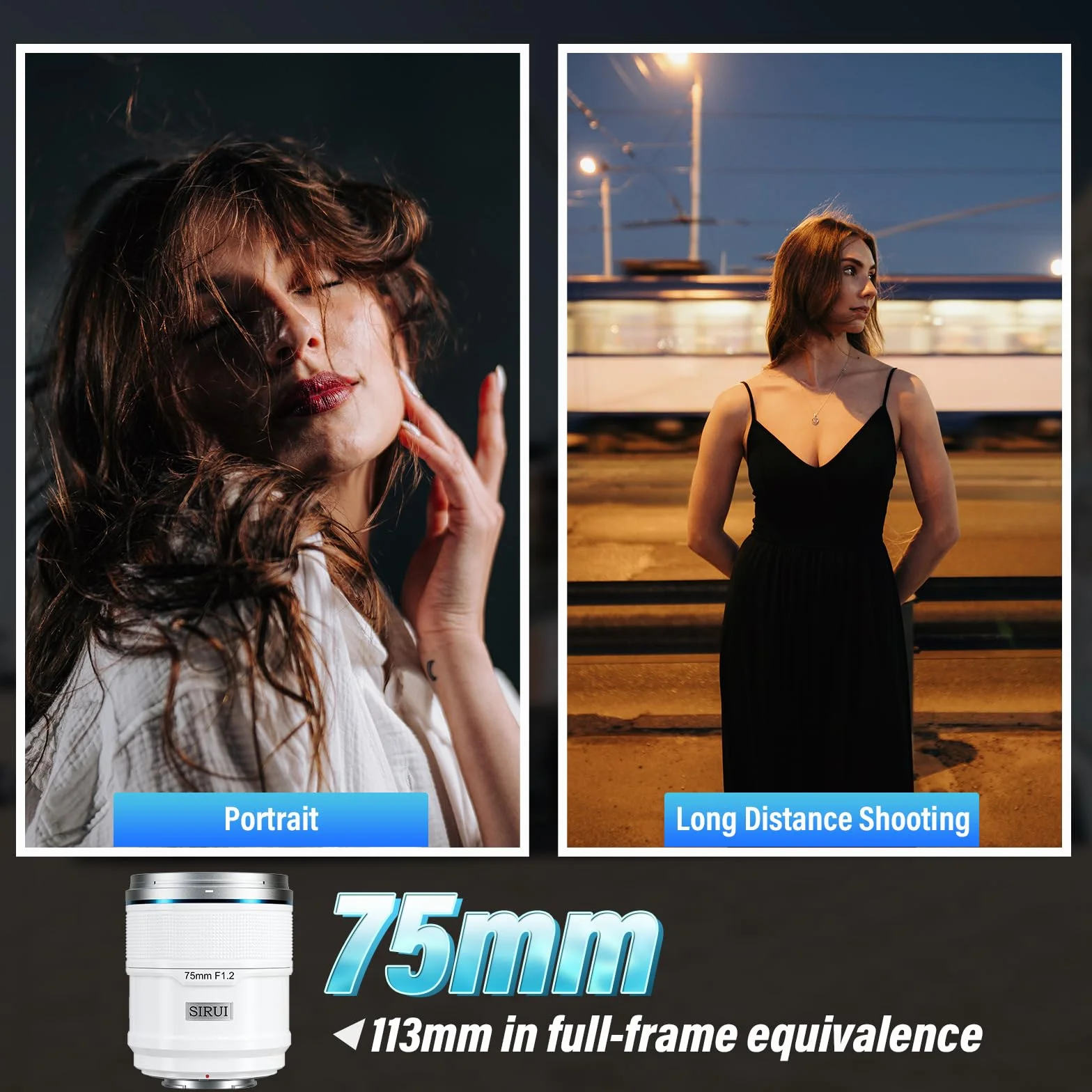 Obiektyw SIRUI Sniper 75mm z automatycznym ustawianiem ostrości F1.2 APS-C teleobiektyw, mocowanie E na serię A5 A6 A7 FX A9 ZV-E (75mm, mocowanie E, biały)