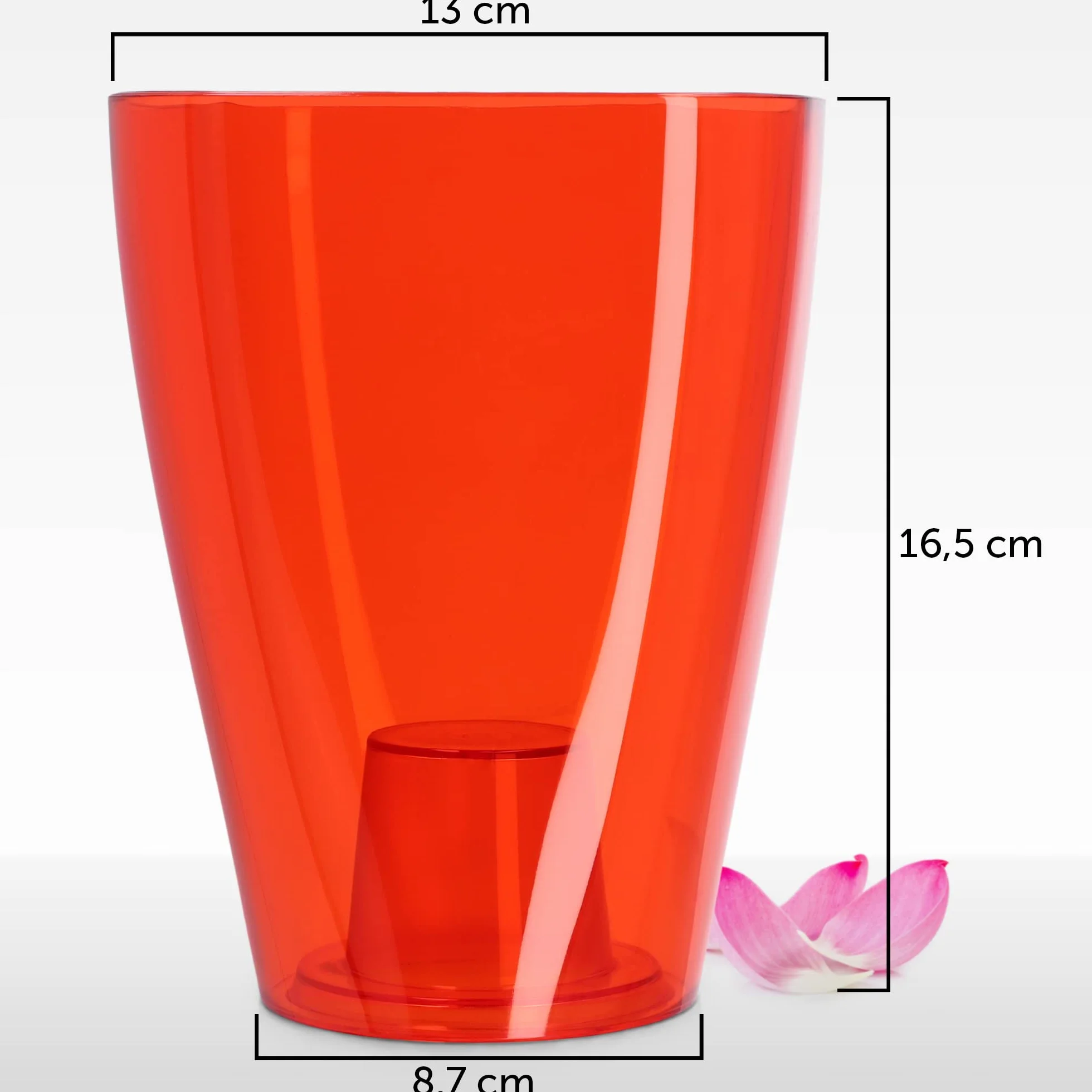 KADAX Plastikowa doniczka na kwiaty, owalna, ⌀ 12 cm, czerwona
