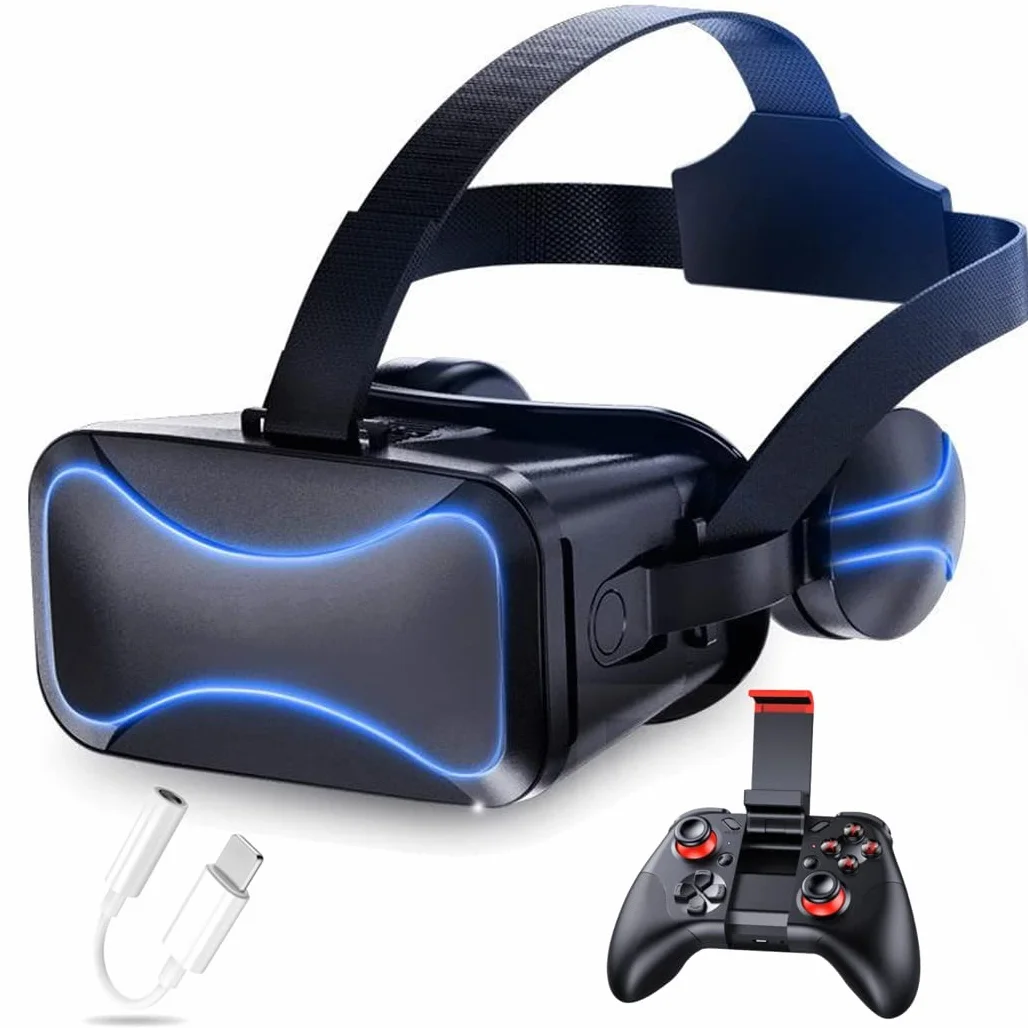 Okulary VR, zestaw słuchawkowy z wirtualnej rzeczywistości, zestawy słuchawkowe VR obsługują Android i IOS, połączenie Bluetooth dla iPhone 13 Pro Max/13 Pro 13/12/11, do Samsung Galaxy S21, Huawei, Xiaomi (Kolor: B, rozmiar: Ios )