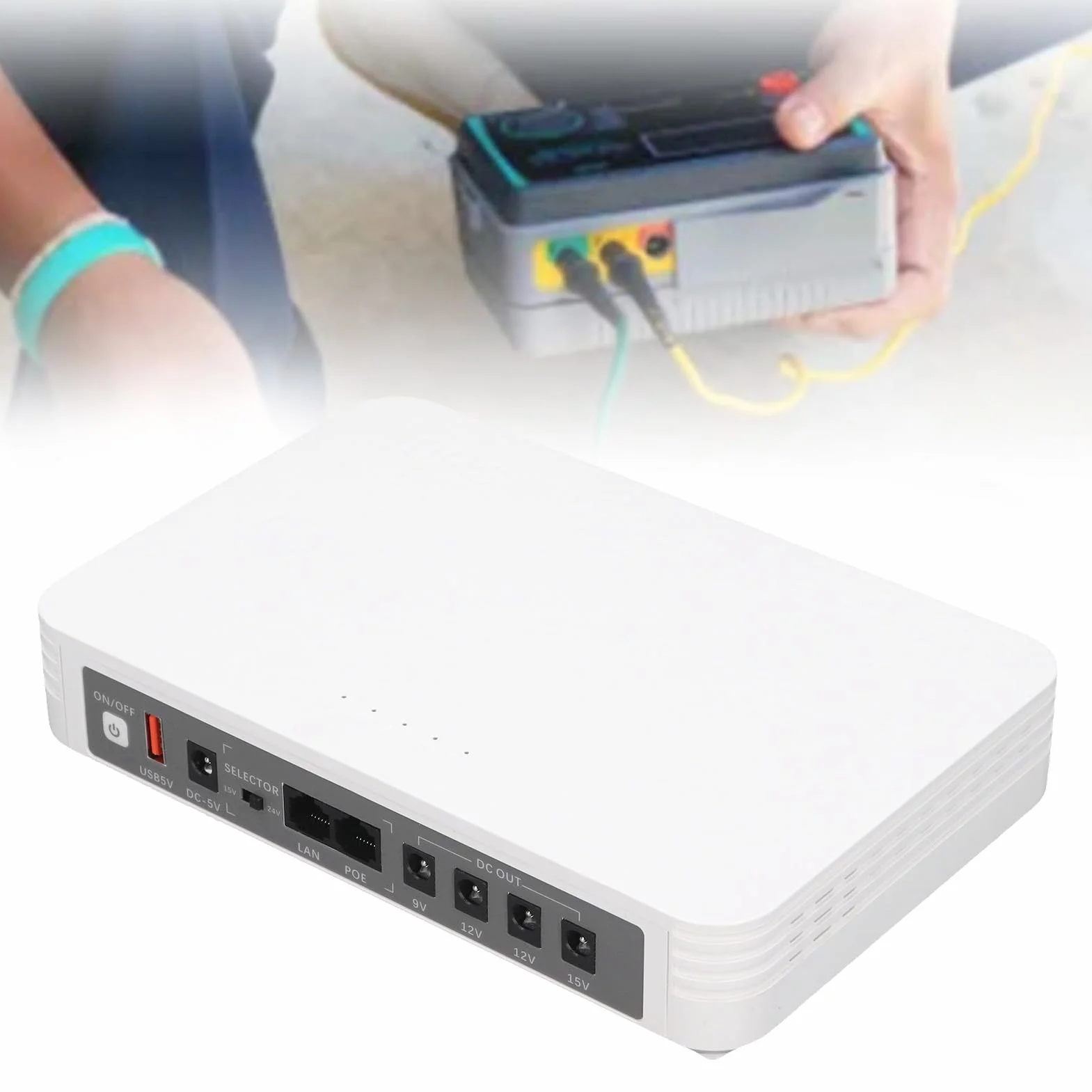 Mini UPS 8000 MAh Zasilacz Kopii Zapasowej z Angielskim Monitem Głosowym, 24 V 15V 12V 9V 5V 5V Wyjście USB dla Modemu Routera, Odpowiednie dla Routerów Modemy Bezpieczeństwa