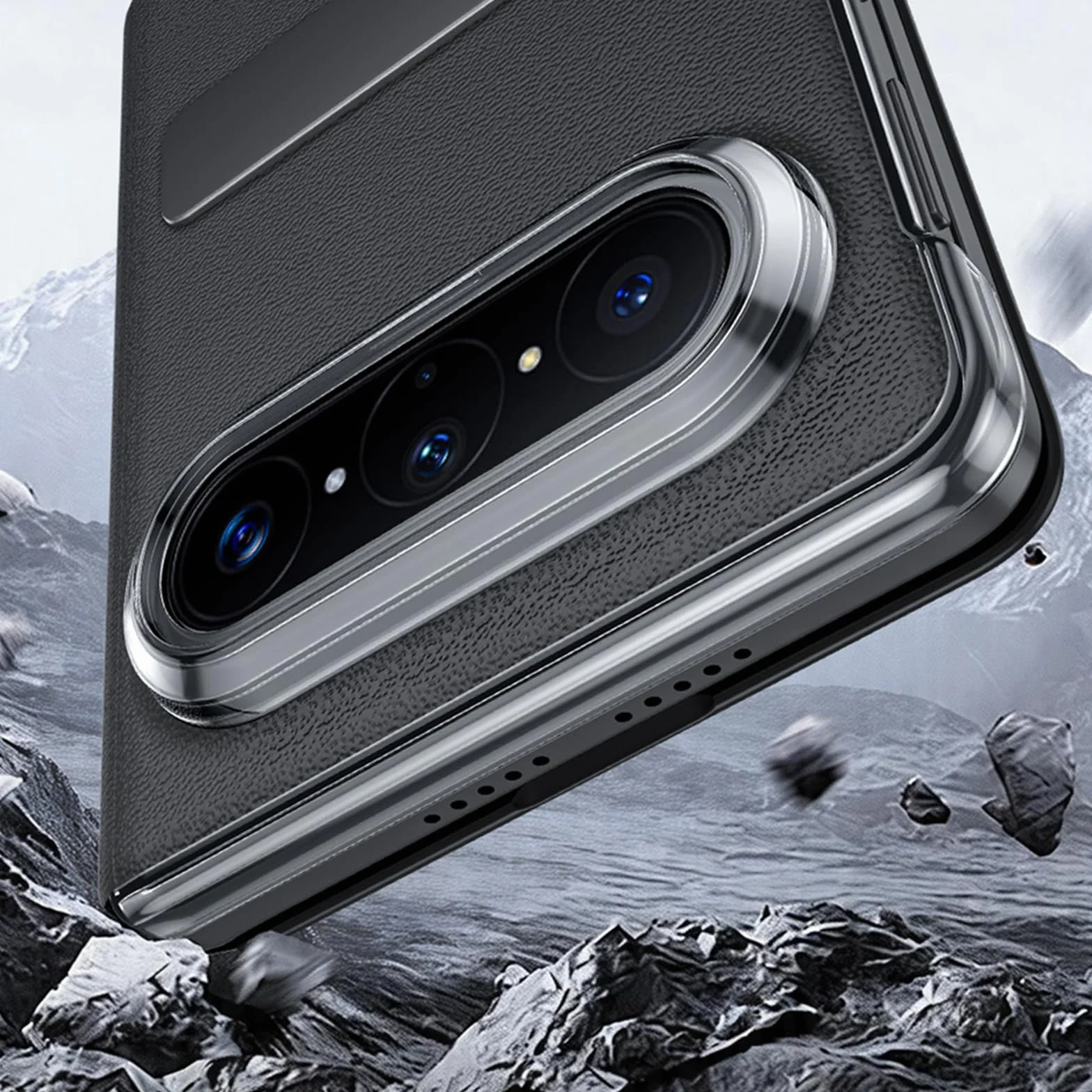 Etui z prawdziwej skóry do Huawei Pura X Max, z okienkiem Clear View, etui na telefon komórkowy, obrotowe, ochrona całego ciała, etui z klapką, niebieskie, Pura X Max