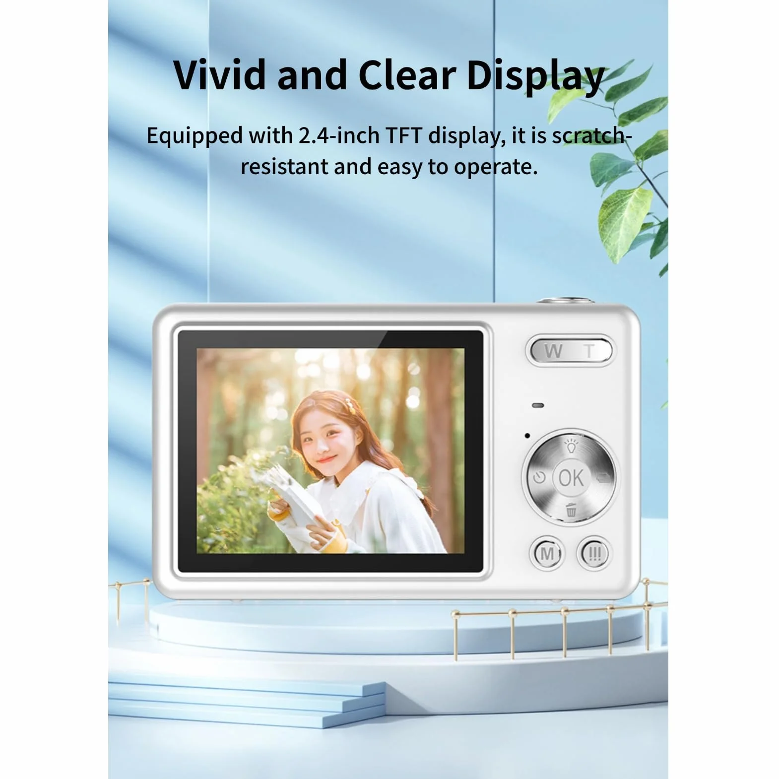 Aparat Cyfrowy z 2,4-calowym Ekranem TFT, kamerą 12 MP 1080P, Cyfrowym Aparatem Typu „wyceluj i Zrób zdjęcie” z 16-krotnym Zoomem Zapobiegającym Drganiom, Kompaktowa Kamera do