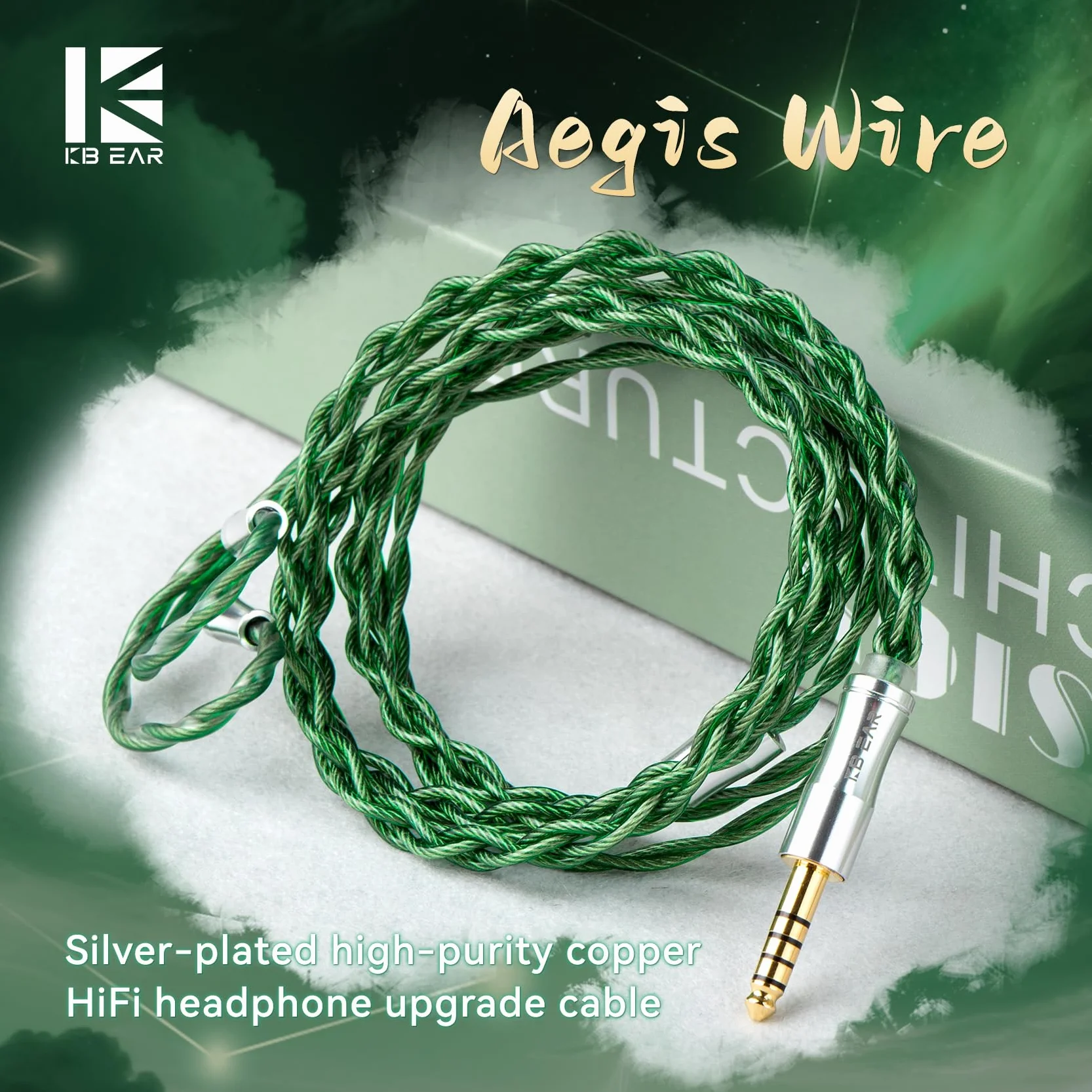 KBEAR Aegis kabel IEM, 120 cm kabel do ulepszania słuchawek HiFi, 4-żyłowy posrebrzany kabel do słuchawek KZ EDX PRO/ZST, CCA CRA, C-CZ Melody/Coffee Bean, Moon Drop Blessing (2-pin-0,78 mm, wtyczka