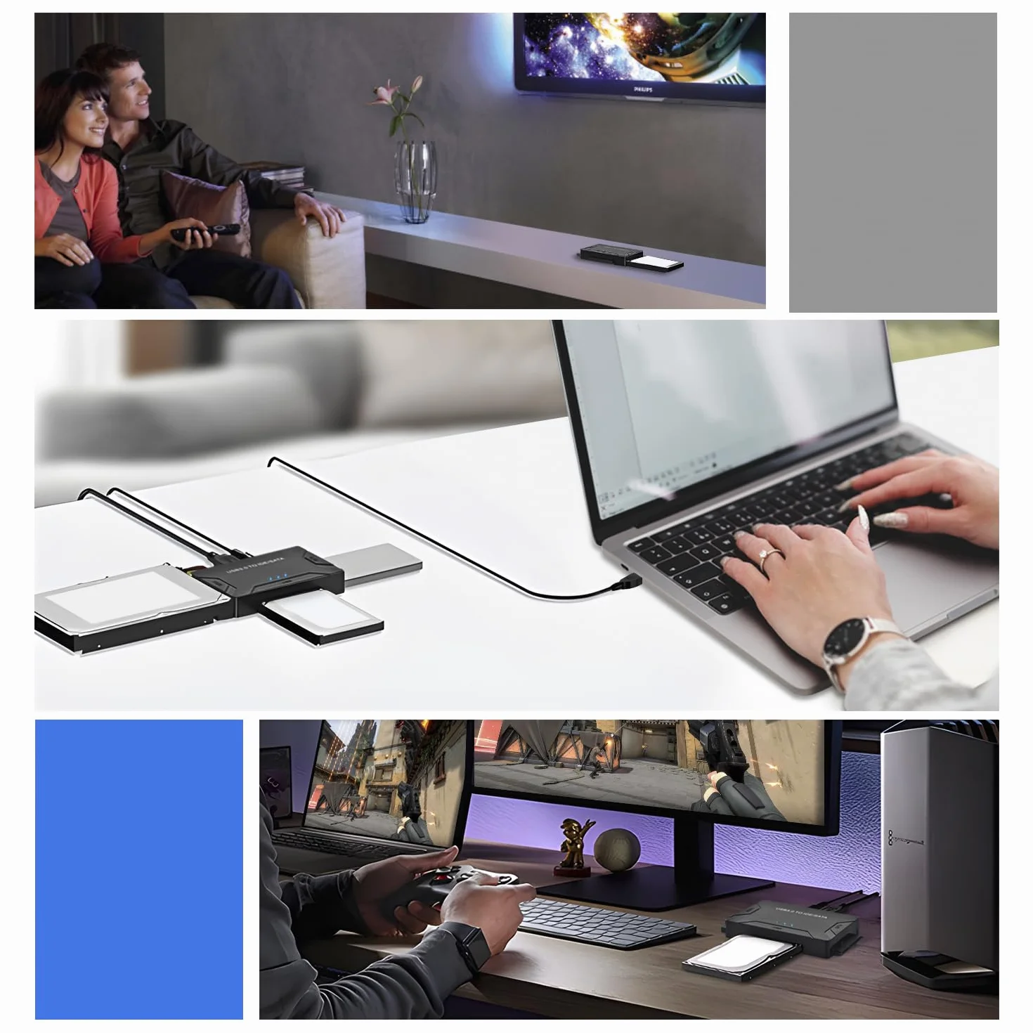 Adapter dysku twardego USB 3.0 na IDE/SATA do dysków twardych 2,5 cala i 3,5 cala HDD/SSD, adapter USB SATA Converter Kompatybilny z Windows 10/8/7/XP/Vista, Mac OS, Linux itp. (z źródłem