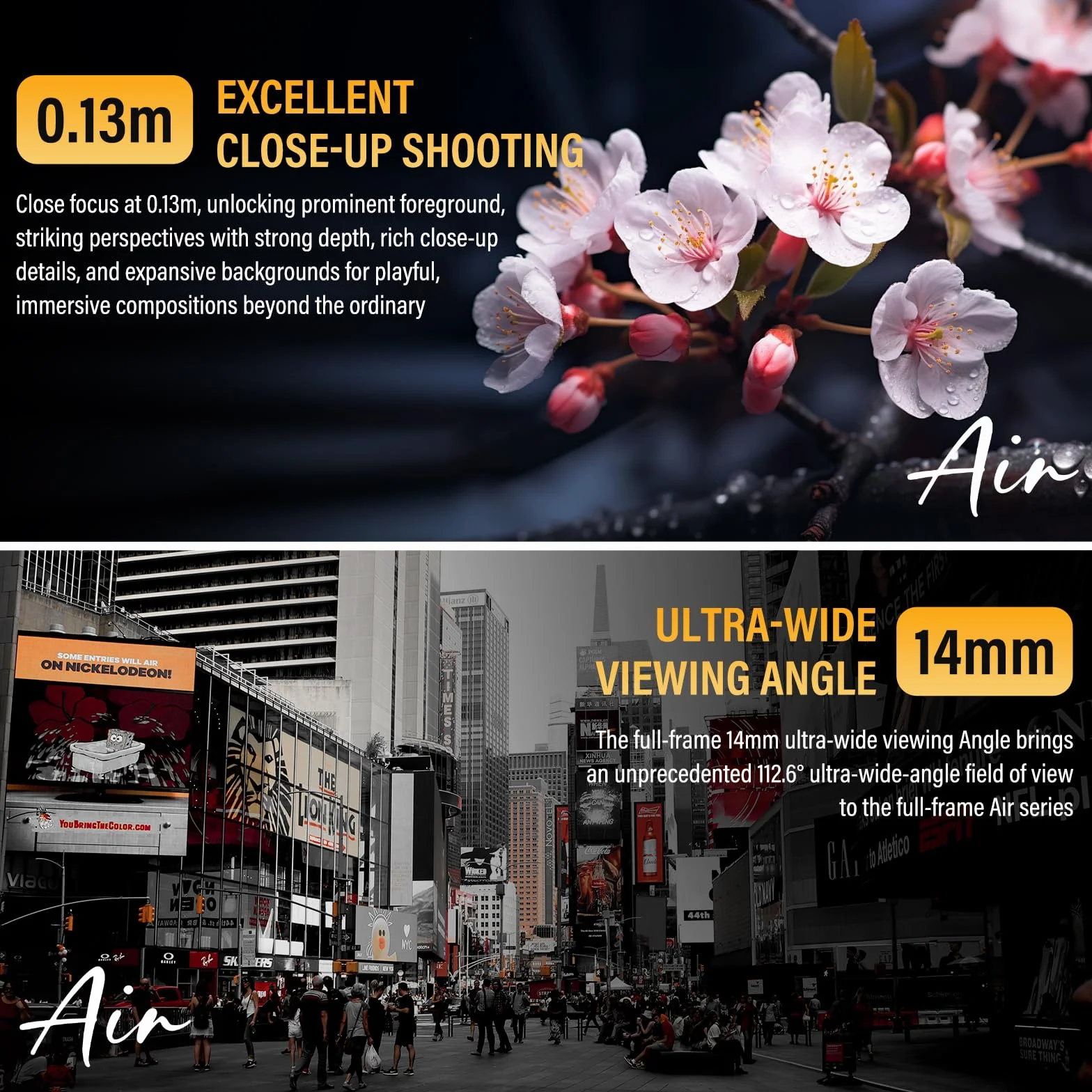 VILTROX 14 mm F4.0 Air FE Mount Obiektyw Fotograficzny Obiektyw do Sony E Mount Camera Lenses Szeroki Kąt Pełnozakresowy Obiektyw Autofokus dla Sony A7 A9 A1 FX3 A7RV ZVE1 A7CII A6600 A6500 ZV-E10II
